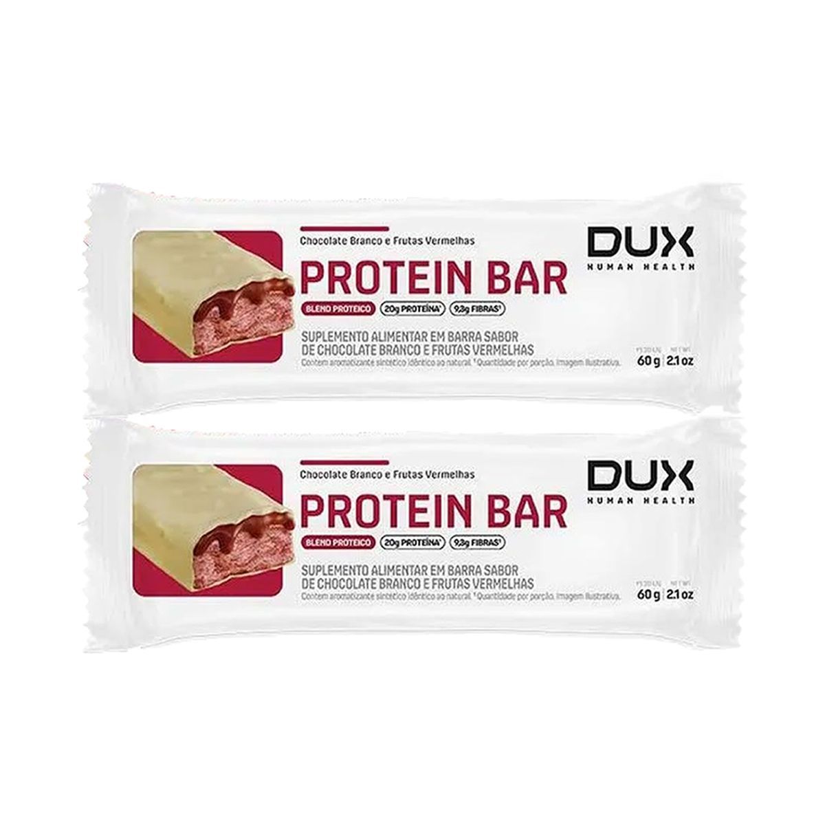 Kit 2X Protein Bar - 1 Unidade 60g Chocolate Branco e Frutas Vermelhas - Dux Nutrition