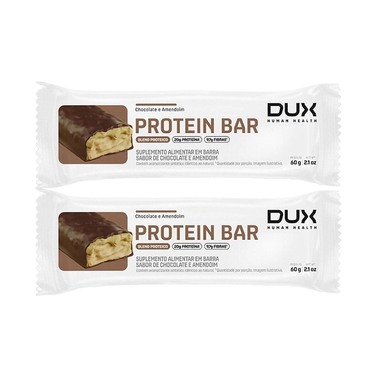 Kit 2X Protein Bar - 1 Unidade 60g Chocolate Com Amendoim - Dux Nutrition