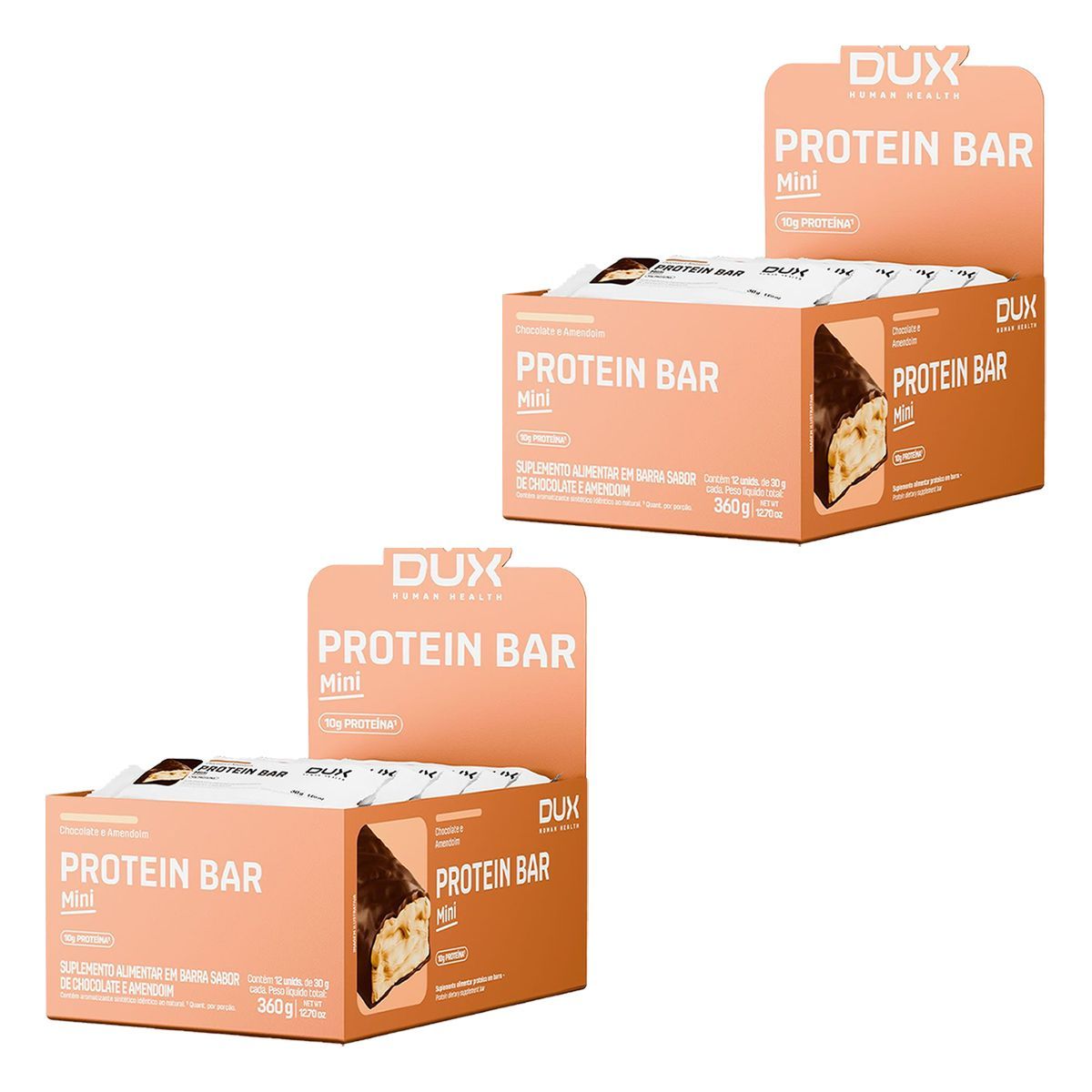 Kit 2X Protein Bar Mini - 12 Unidade 30g Chocolate e Amendoim - Dux Human Healt