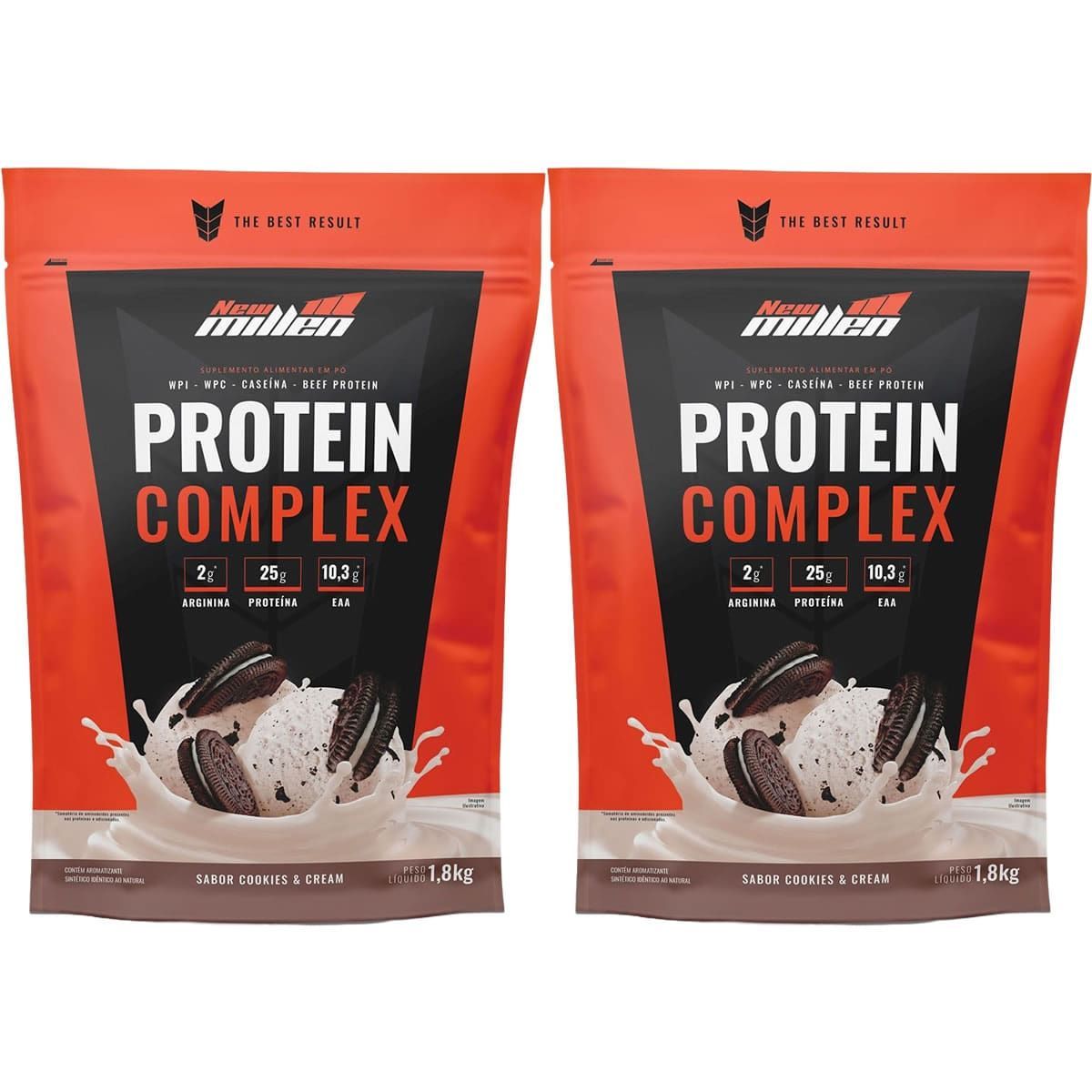 Kit 2X Protein Complex - 1800g Refil Cookies e Cream - New Millen