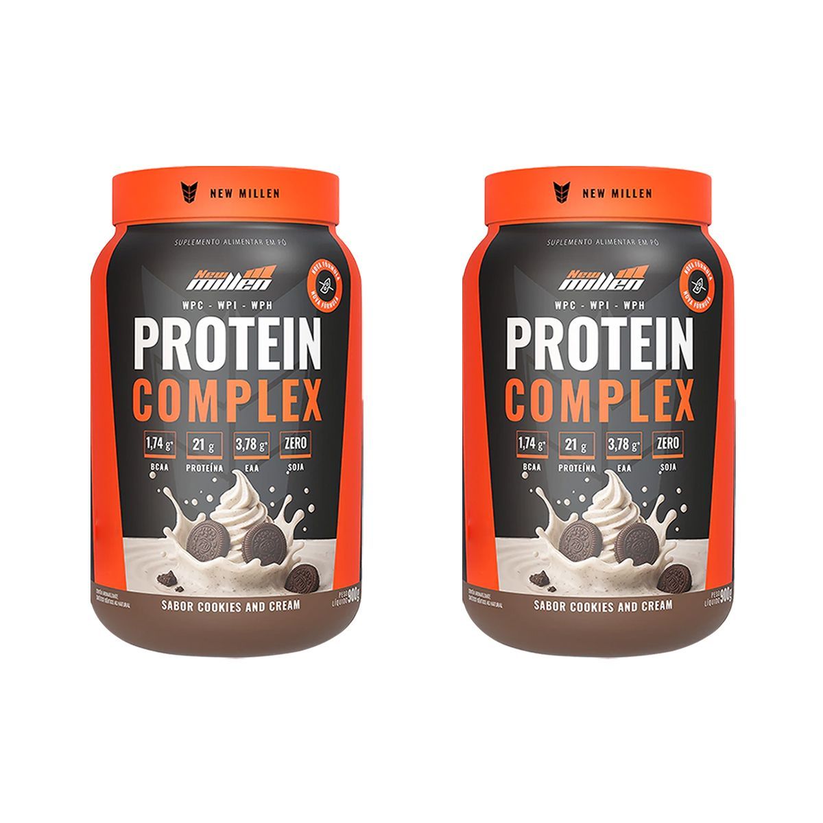 Kit 2X Protein Complex - 900g Cookies & Cream - New Millen