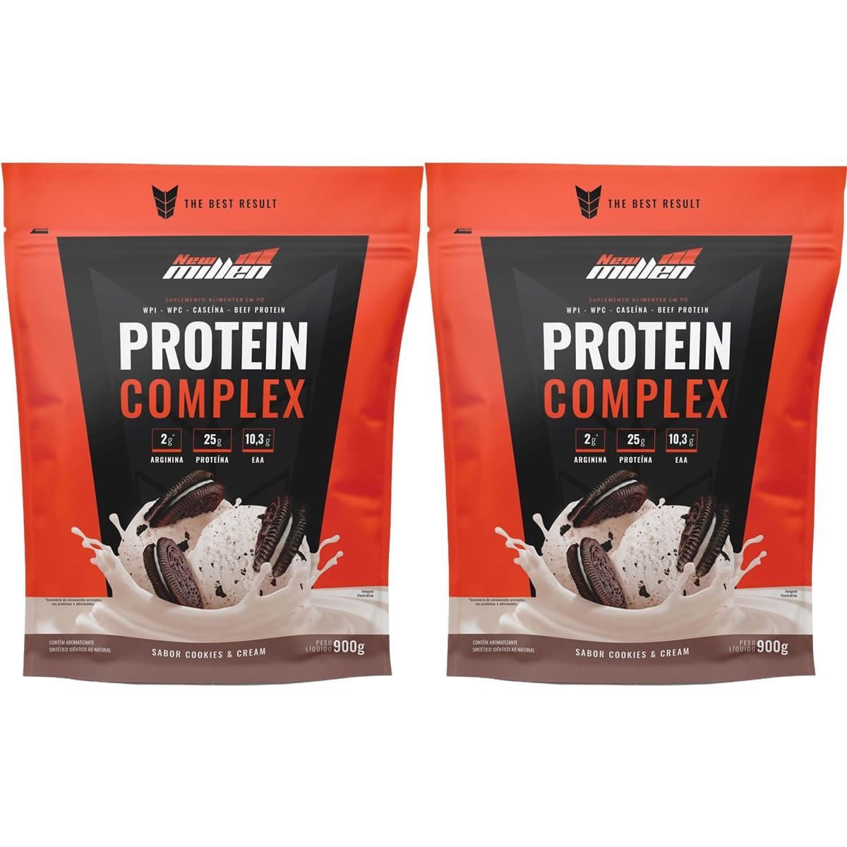 Kit 2X Protein Complex - 900g Refil Cookies & Cream - New Millen