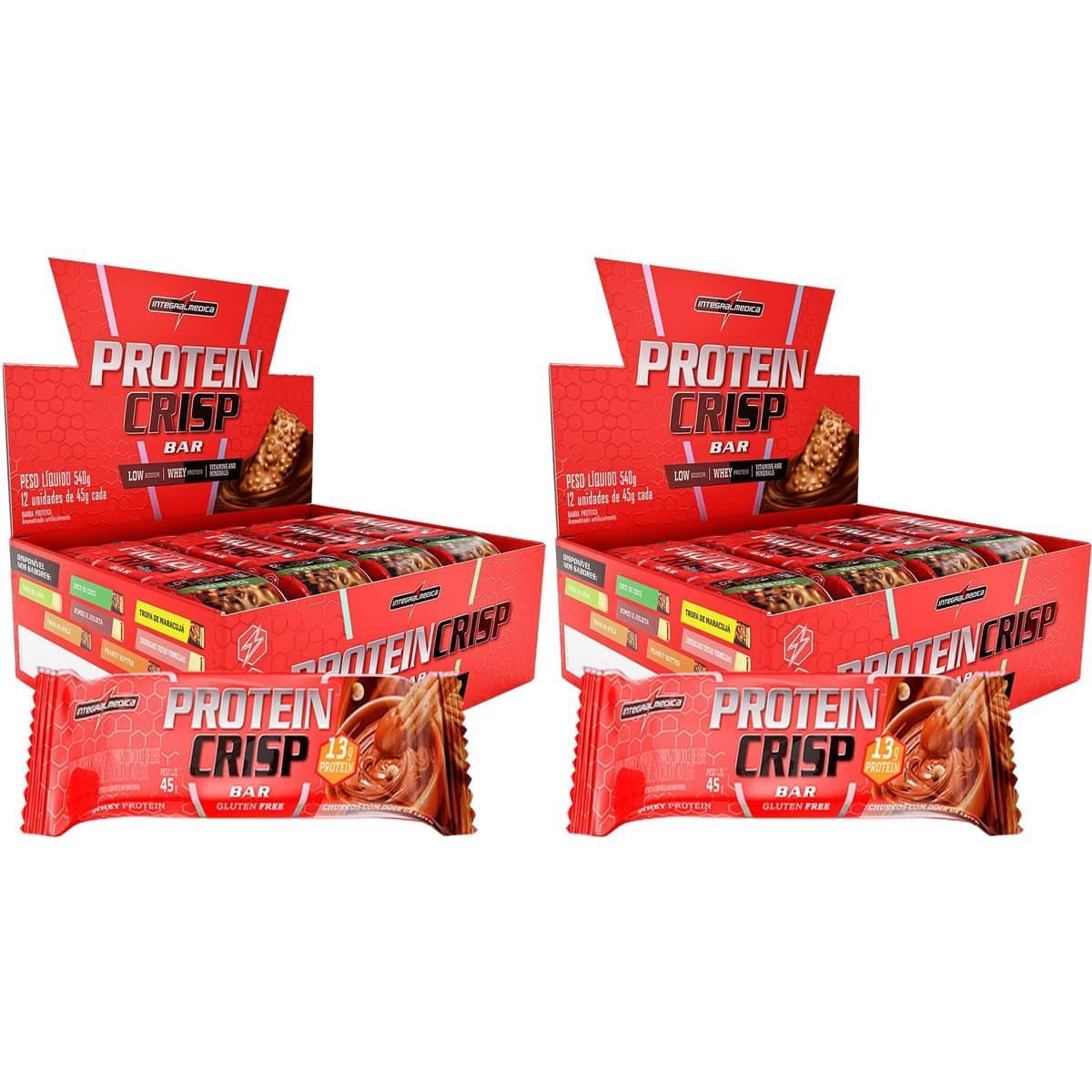 Kit 2X Protein Crisp Bar - 12 Unidades 45g Churros com Doce de Leite - IntegralM�dica