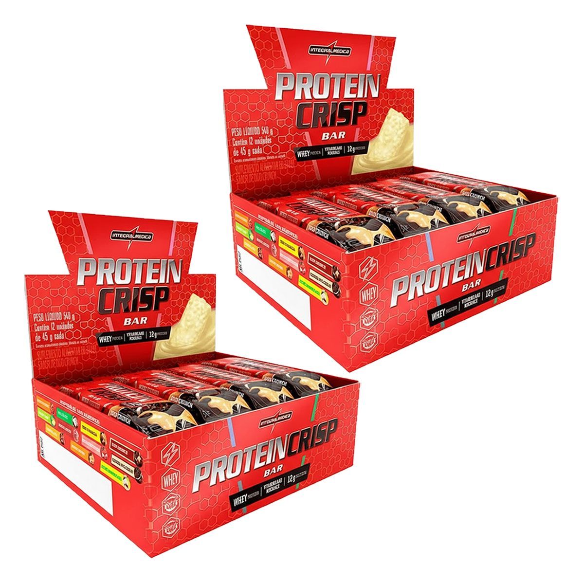 Kit 2X Protein Crisp Bar - 12 Unidades 45g Duo Crunch - IntegralM�dica