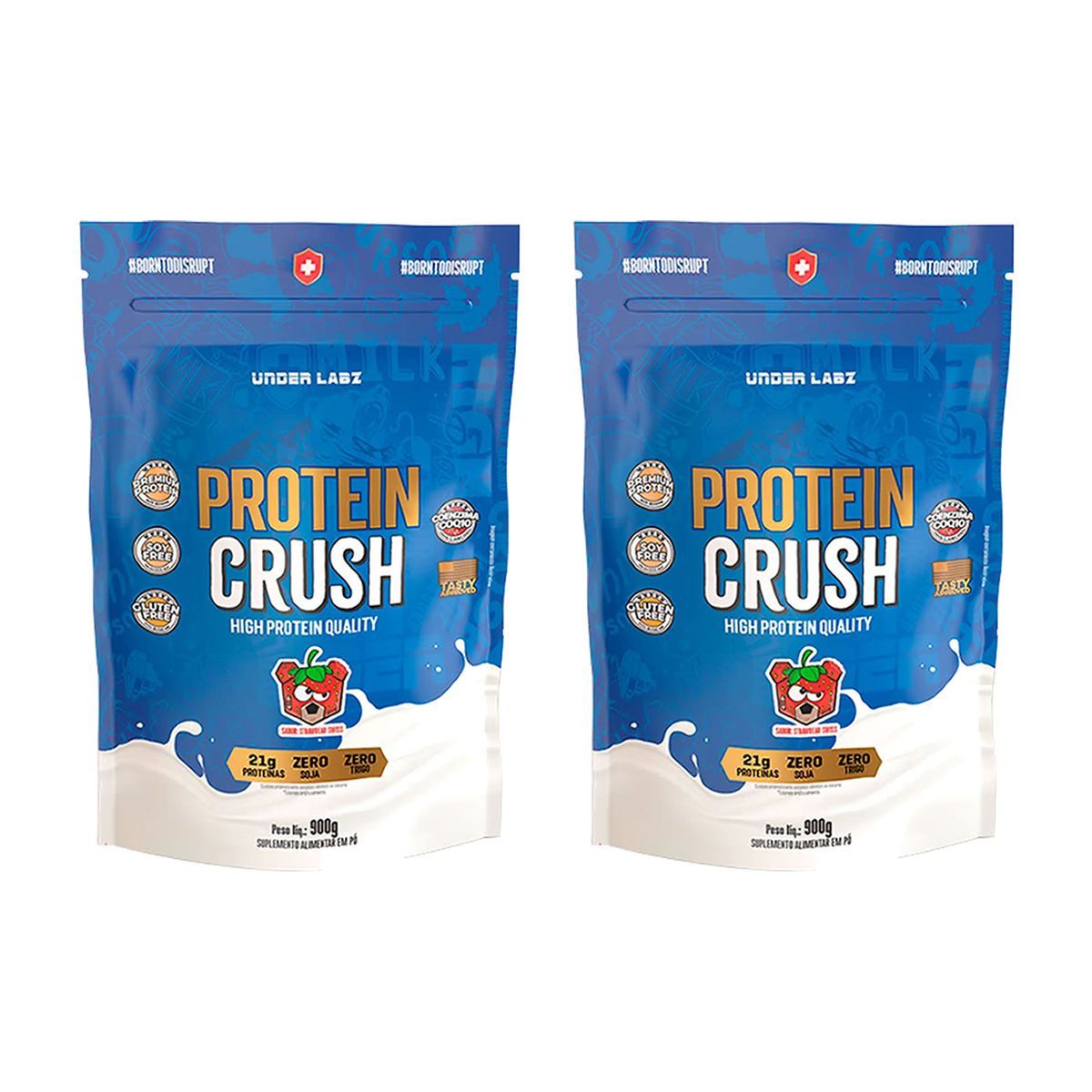 Kit 2X Protein Crush - 900g Refil Strawbear Swiss - Under Labz