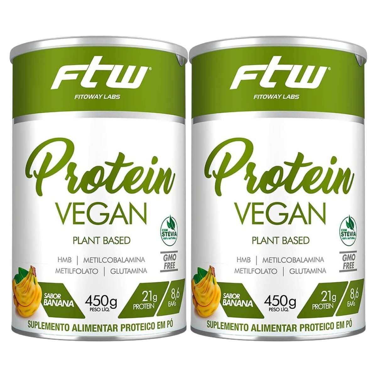 Kit 2X Protein Vegan Plant Based - 450g Banana - FTW