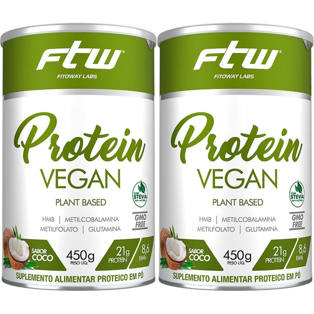 Kit 2X Protein Vegan Plant Based - 450g Coco - FTW