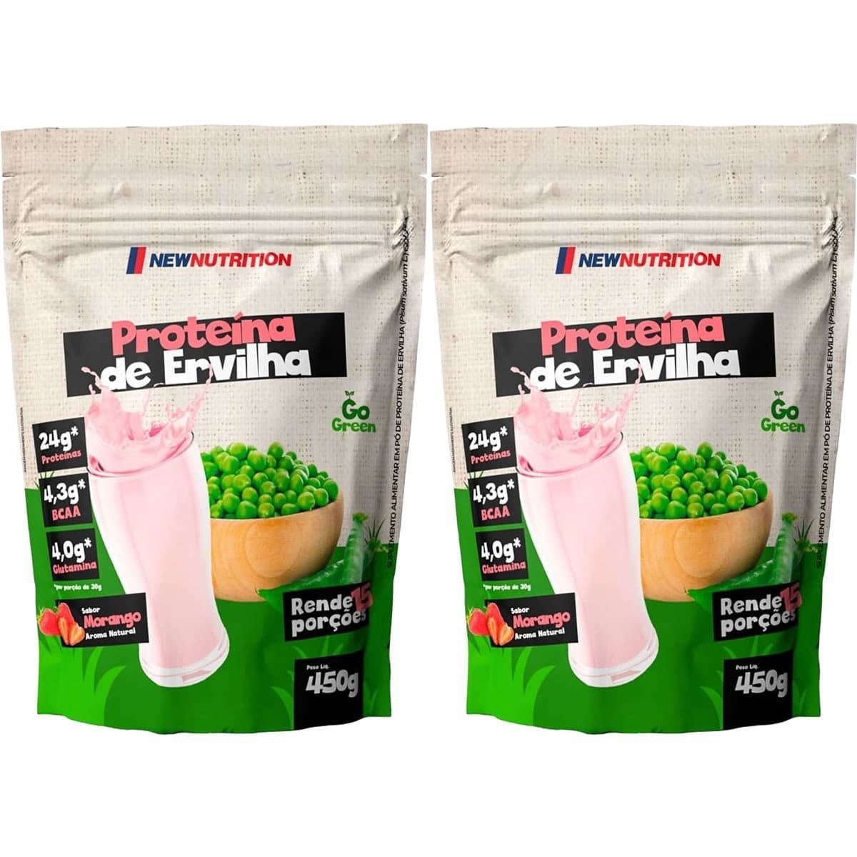 Kit 2X Proteina da Ervilha - 450g Refil Morango - NewNutrition