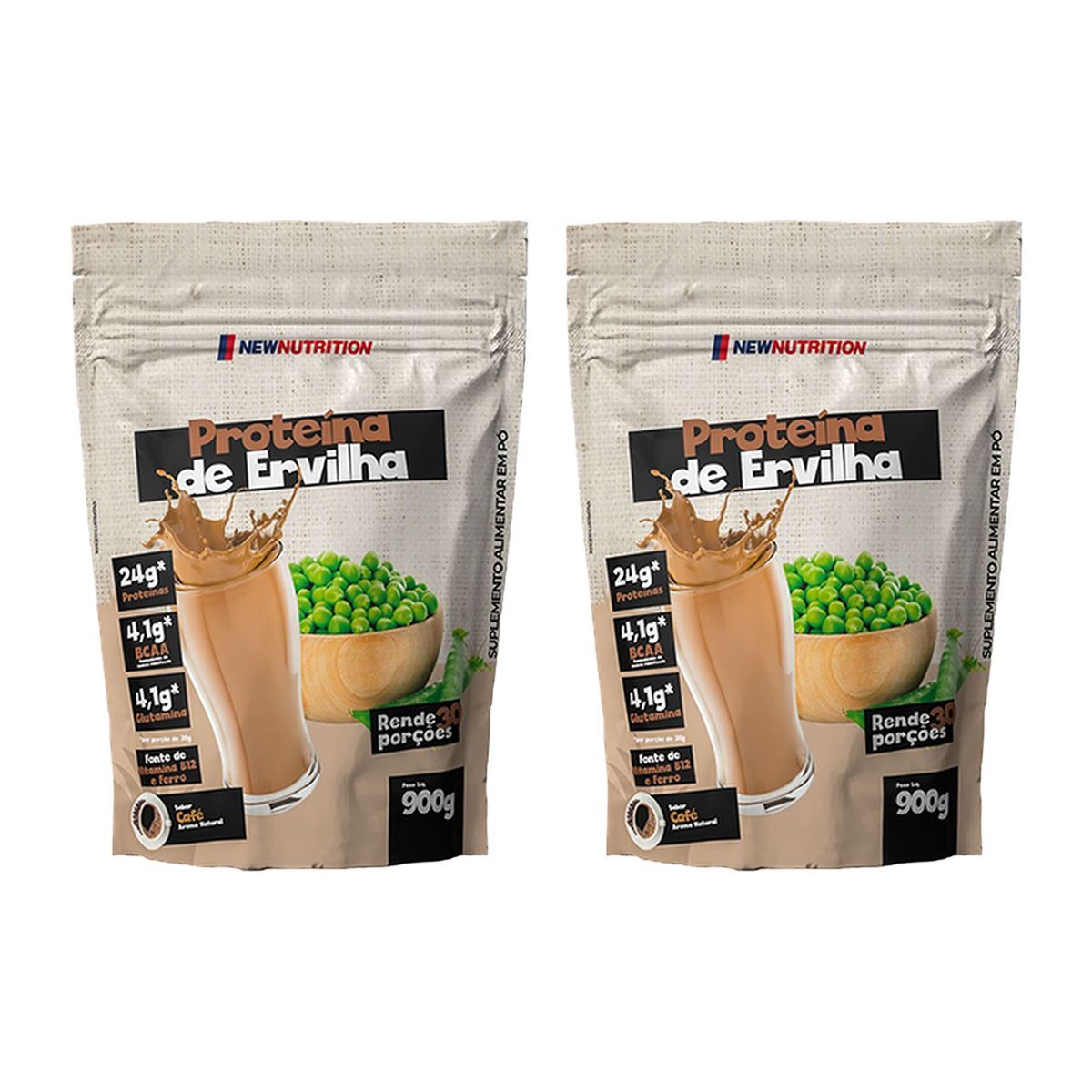 Kit 2X Prote�na da Ervilha - 900g Refil Caf� - NewNutrition