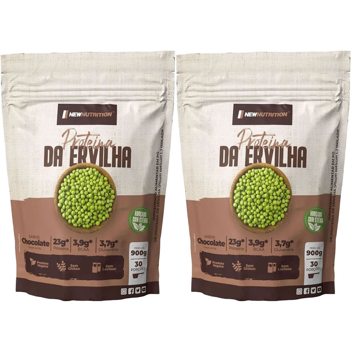 Kit 2X Prote�na da Ervilha - 900g Refil Chocolate - NewNutrition