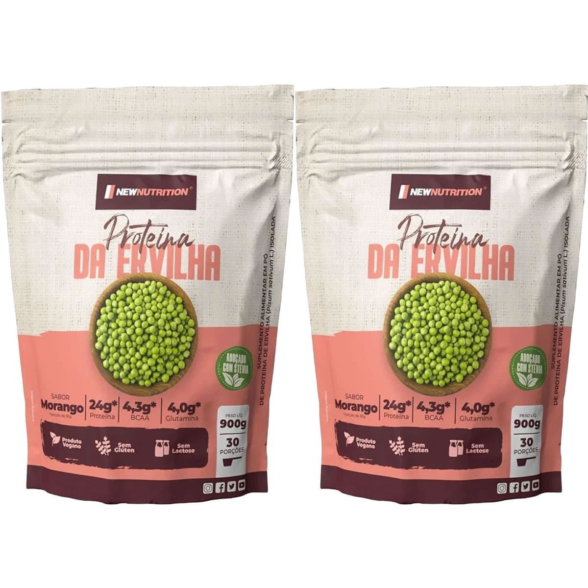 Kit 2X Prote�na da Ervilha - 900g Refil Morango - NewNutrition