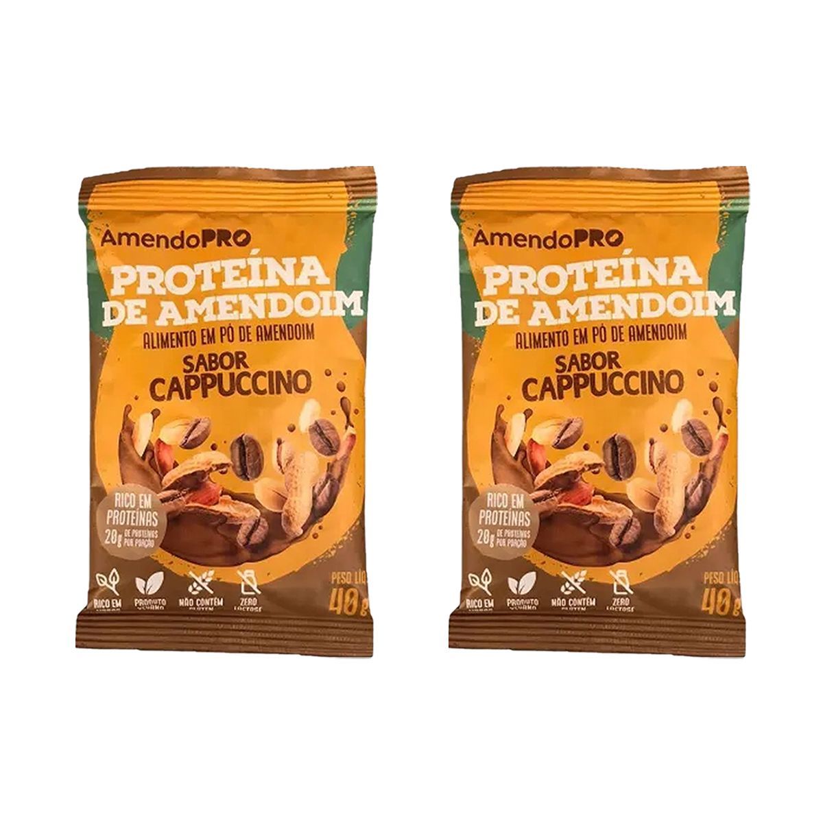 Kit 2X Proteina de Amendoim - 1 Unidade 40g Cappuccino - AmendoPr�