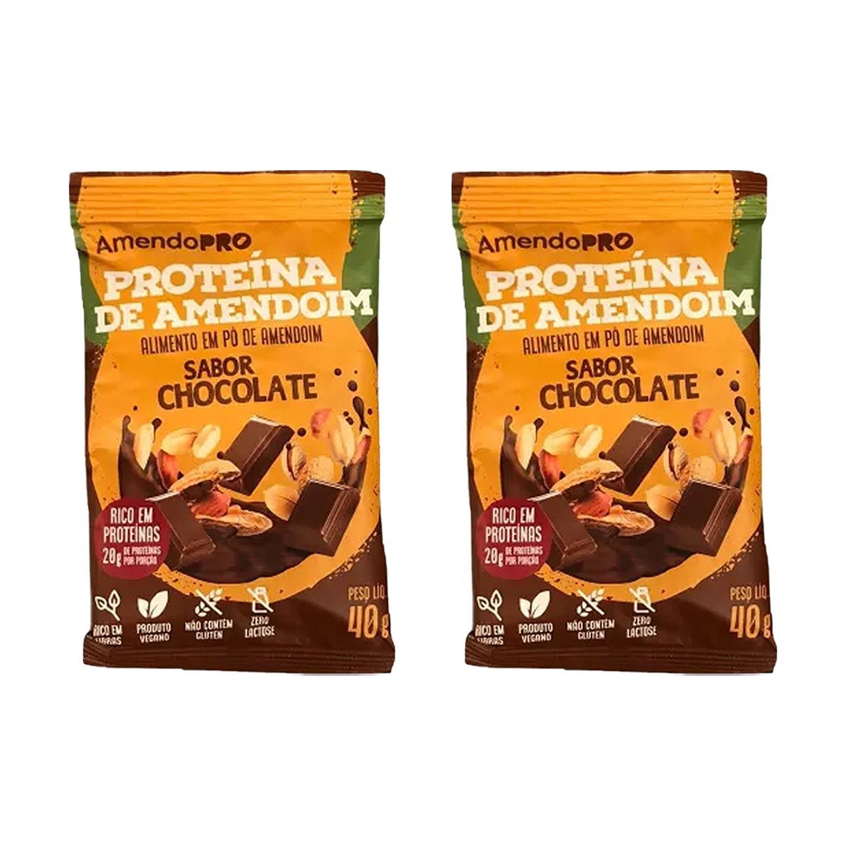 Kit 2X Proteina de Amendoim - 1 Unidade 40g Chocolate - AmendoPr�