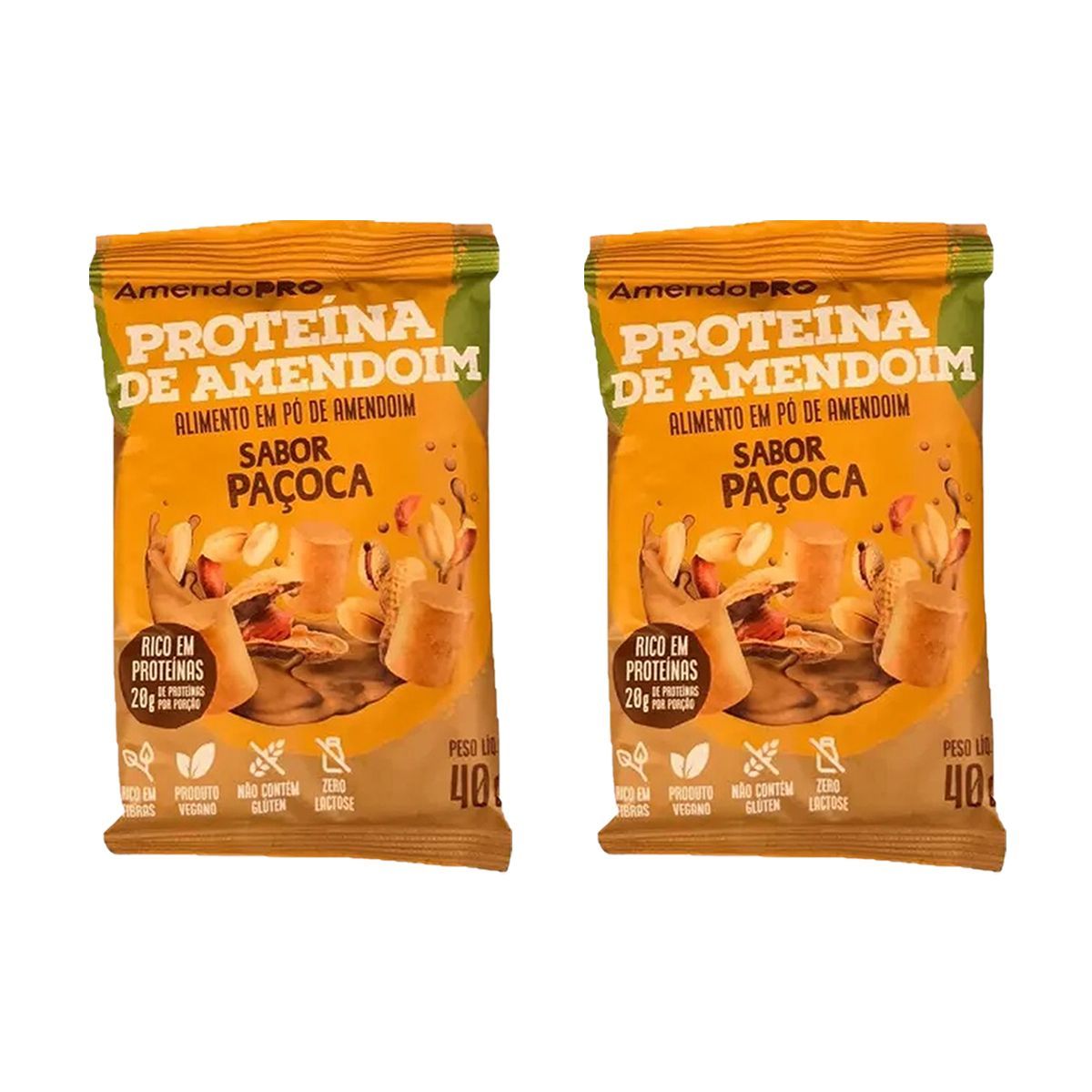Kit 2X Proteina de Amendoim - 1 Unidade 40g Pa�oca - AmendoPr�