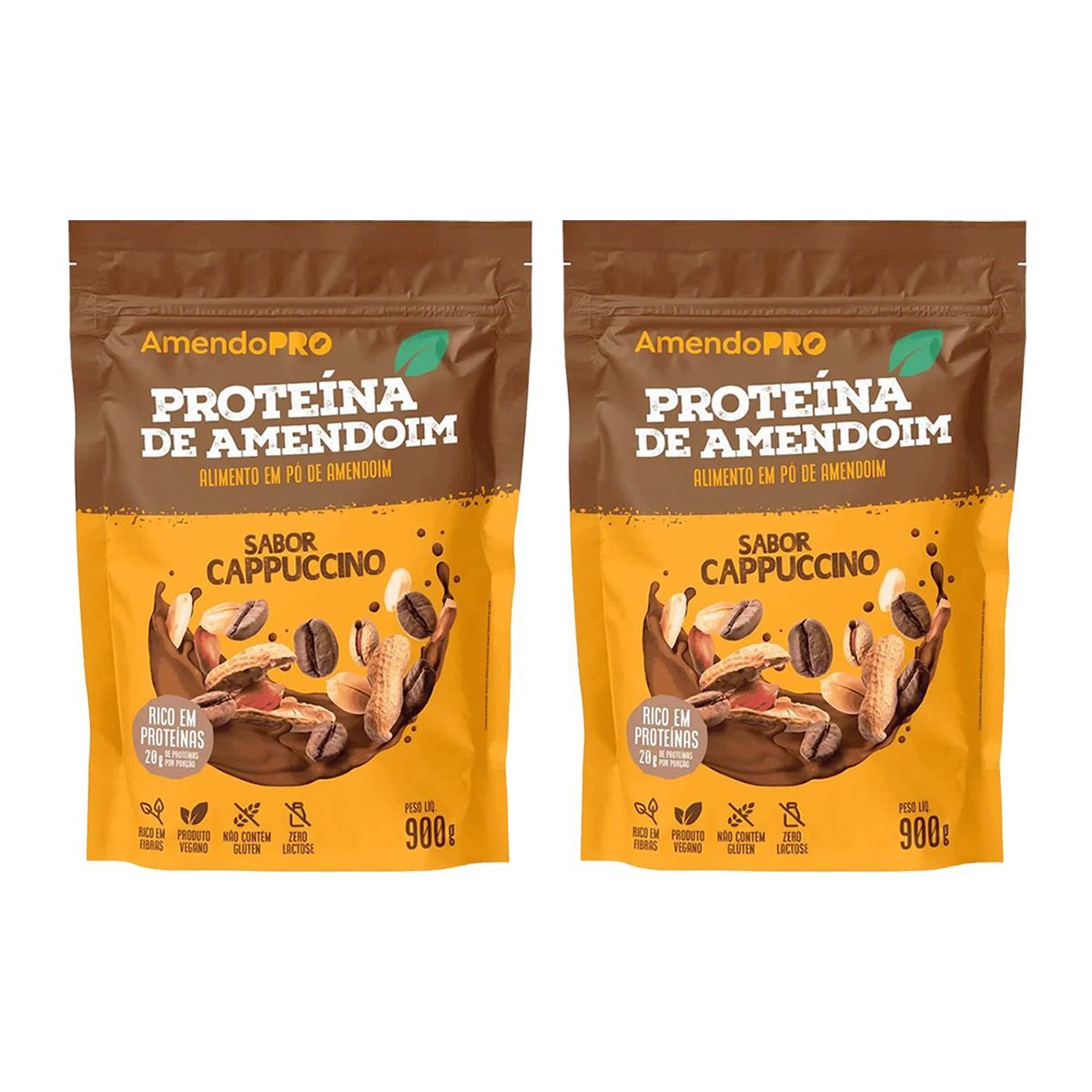 Kit 2X Proteina de Amendoim - 900g Refil Cappuccino - AmendoPro