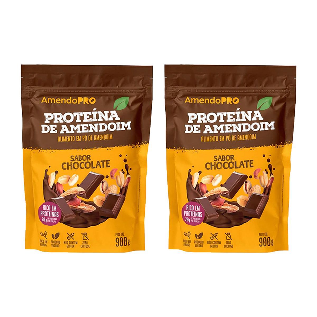 Kit 2X Proteina de Amendoim - 900g Refil Chocolate - AmendoPro