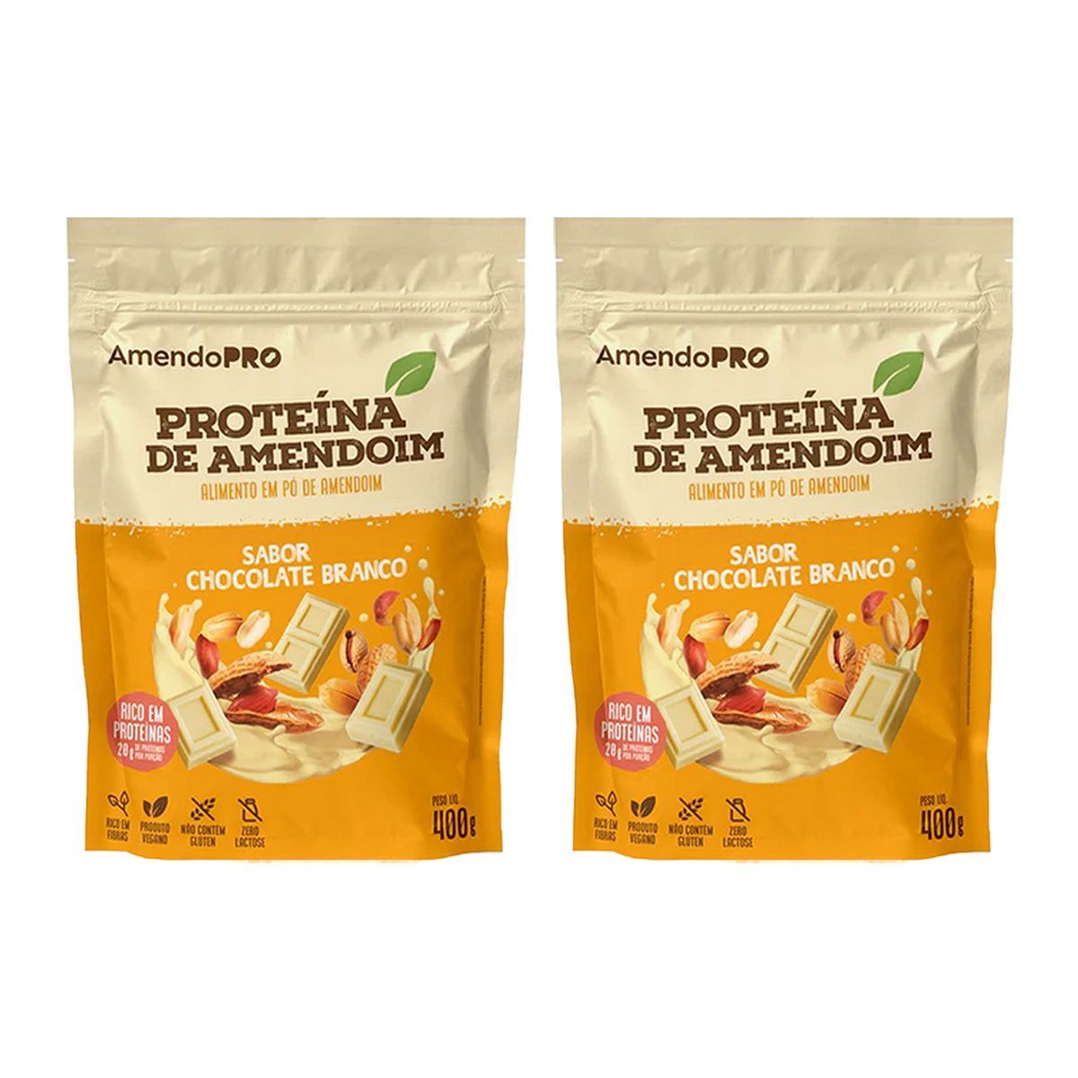 Kit 2X Prote�na de Amendoim - Refil 400g Chocolate Branco - AmendoPro