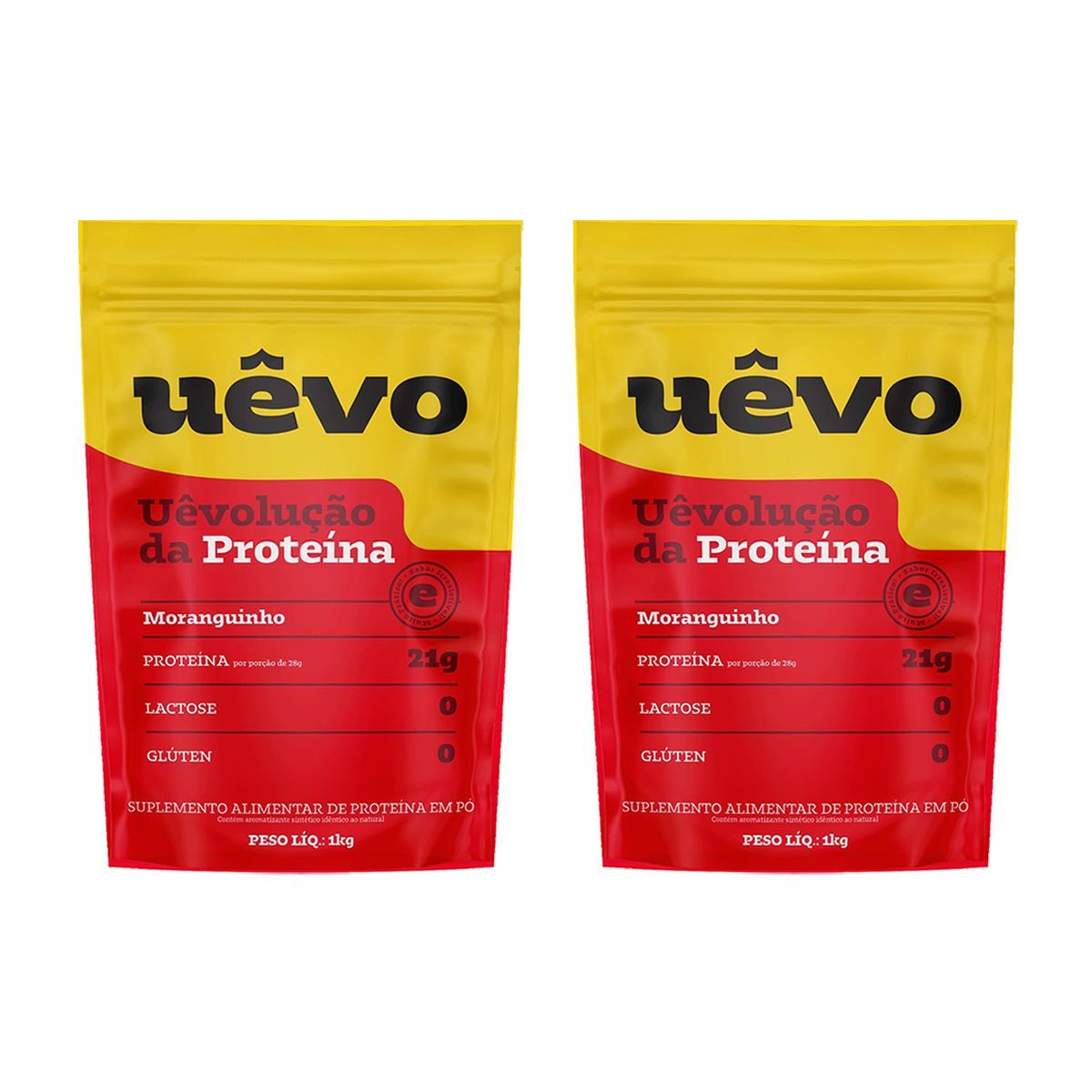 Kit 2X Prote�na U�vo - 1000g Refil Morango - U�vo