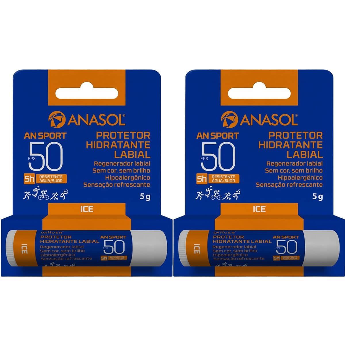 Kit 2X Protetor Labial An Sport FPS 50 - 5g Ice - Anasol