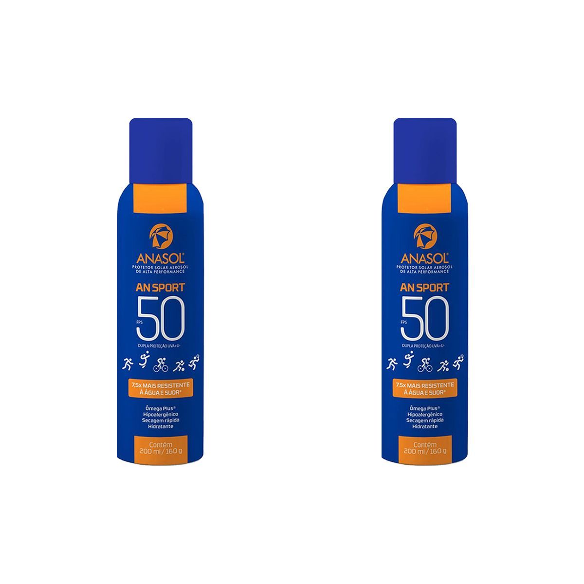 Kit 2X Protetor Solar Aerosol Transparente An Sport  - 200ml FPS 50 - Anasol
