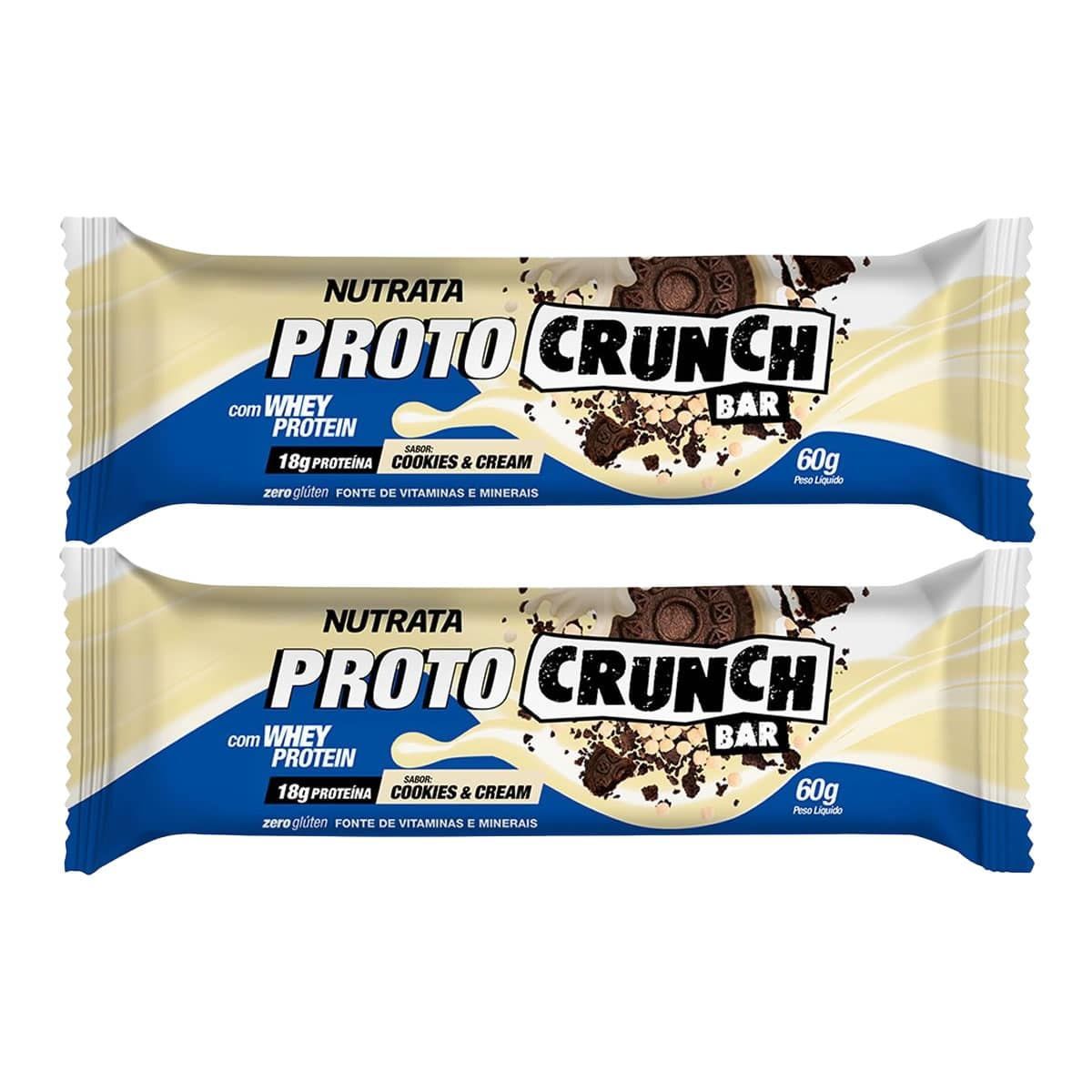 Kit 2X Proto Crunch Bar - 1  Barra de 60g Cookies And Cream - Nutrata