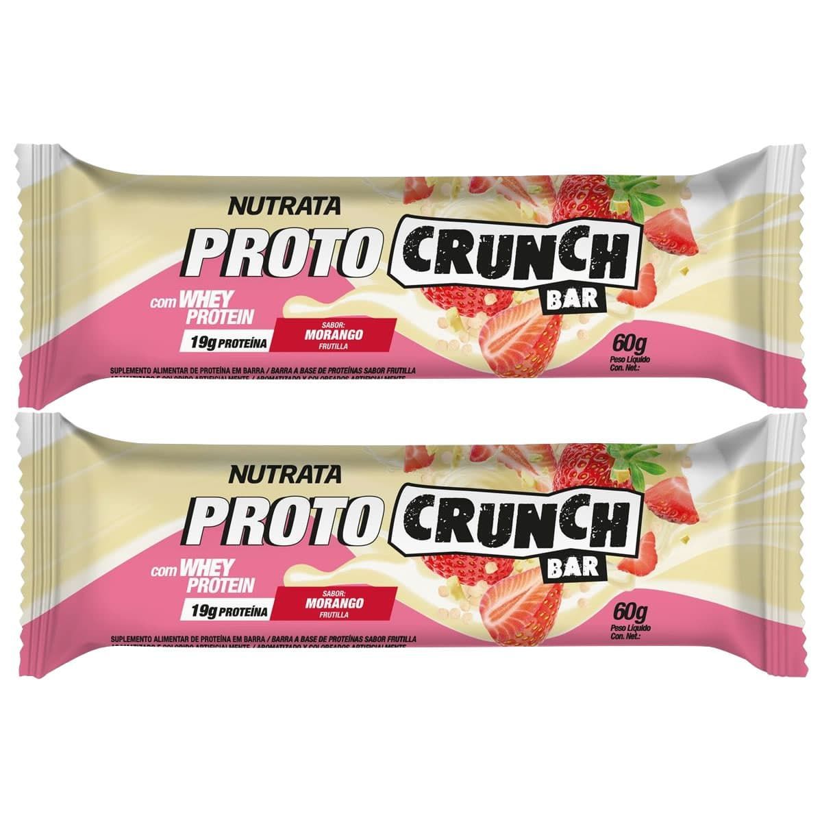 Kit 2X Proto Crunch Bar - 1 Barra de 60g Morango - Nutrata