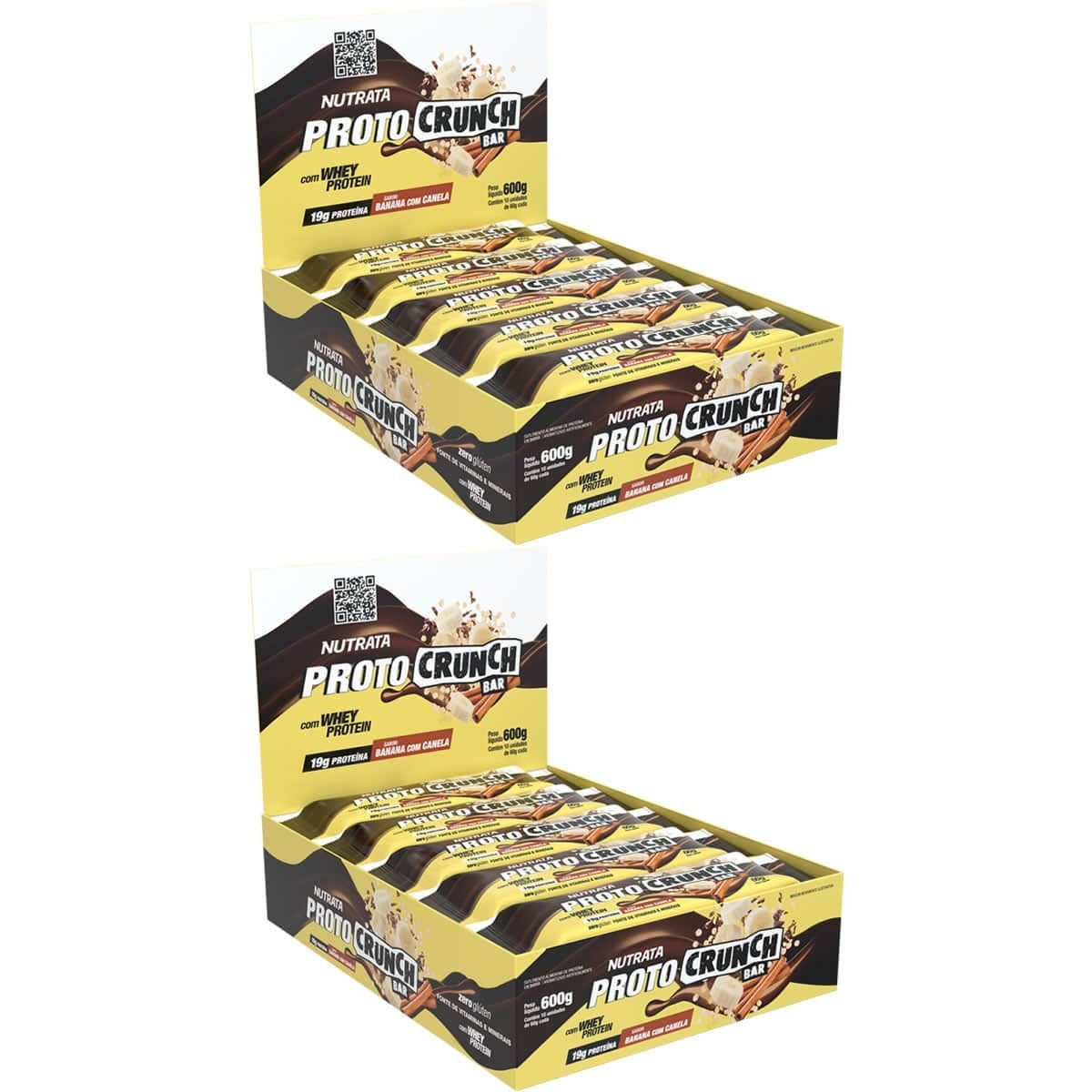 Kit 2X Proto Crunch Bar - 10 Barras de 60g Banana com Canela - Nutrata