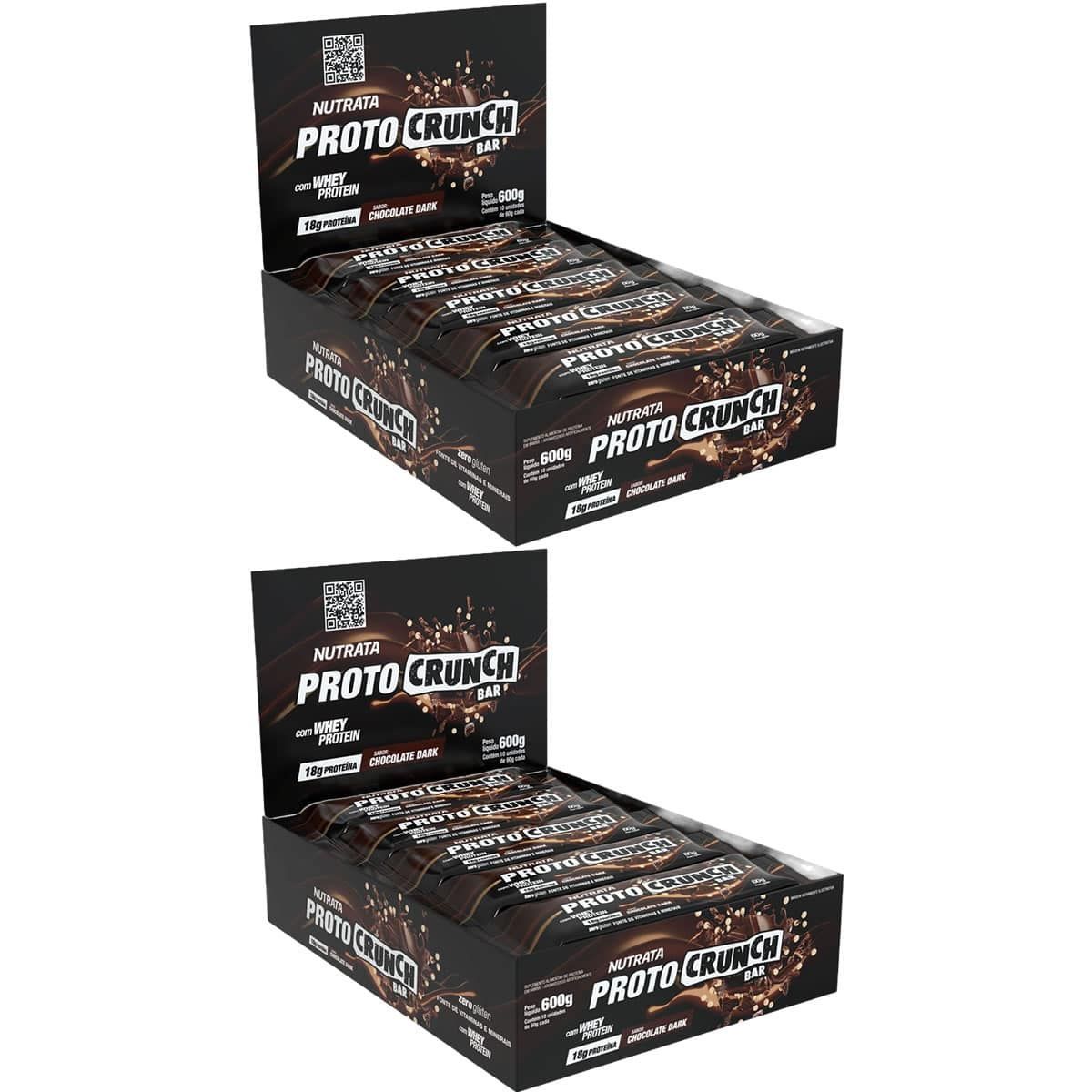 Kit 2X Proto Crunch Bar - 10 Barras de 60g Chocolate Dark - Nutrata