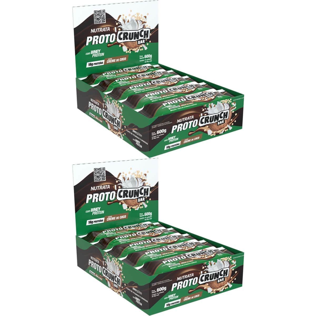 Kit 2X Proto Crunch Bar - 10 Barras de 60g Creme de Coco - Nutrata