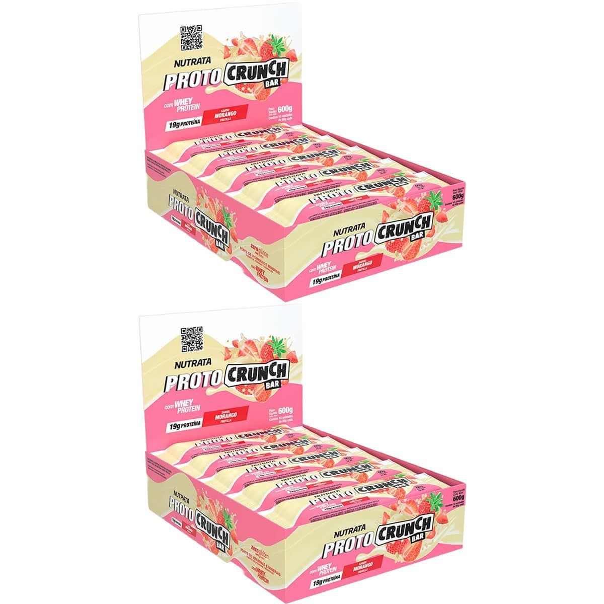 Kit 2X Proto Crunch Bar - 10 Barras de 60g Morango - Nutrata