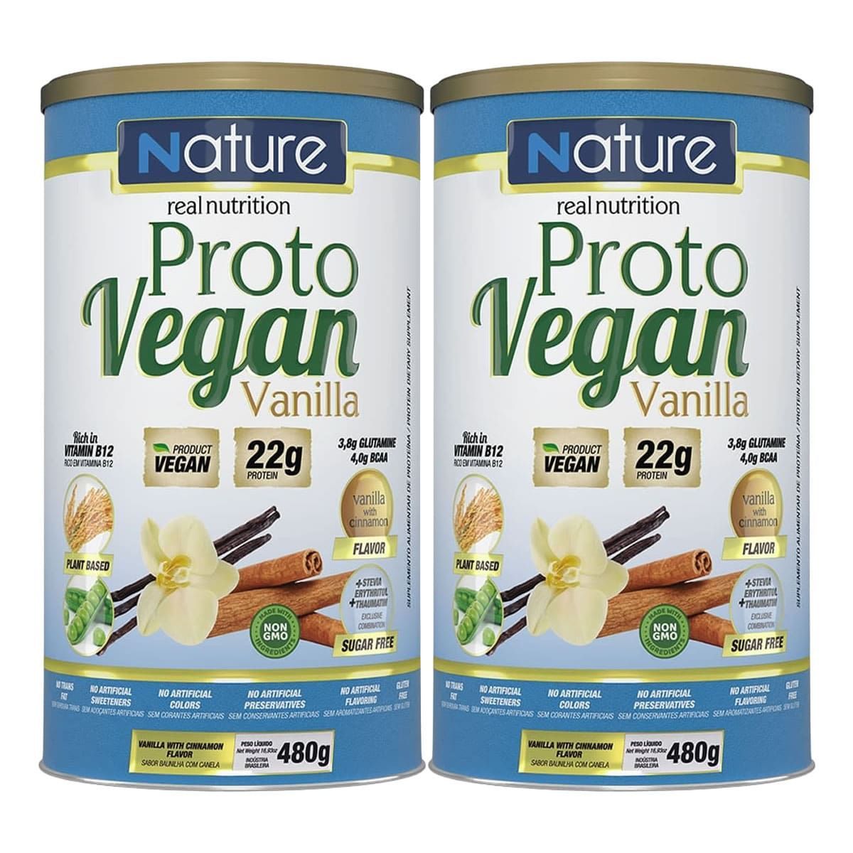 Kit 2X Proto Vegan - 480g Baunilha Com Canela - Nature