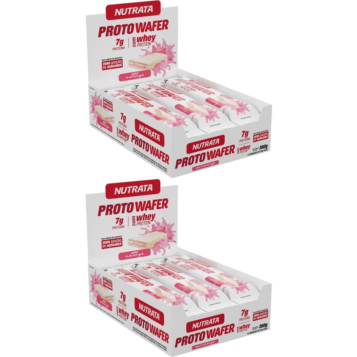 Kit 2X Proto Wafer - 12 Unidades De 30g Morango - Nutrata