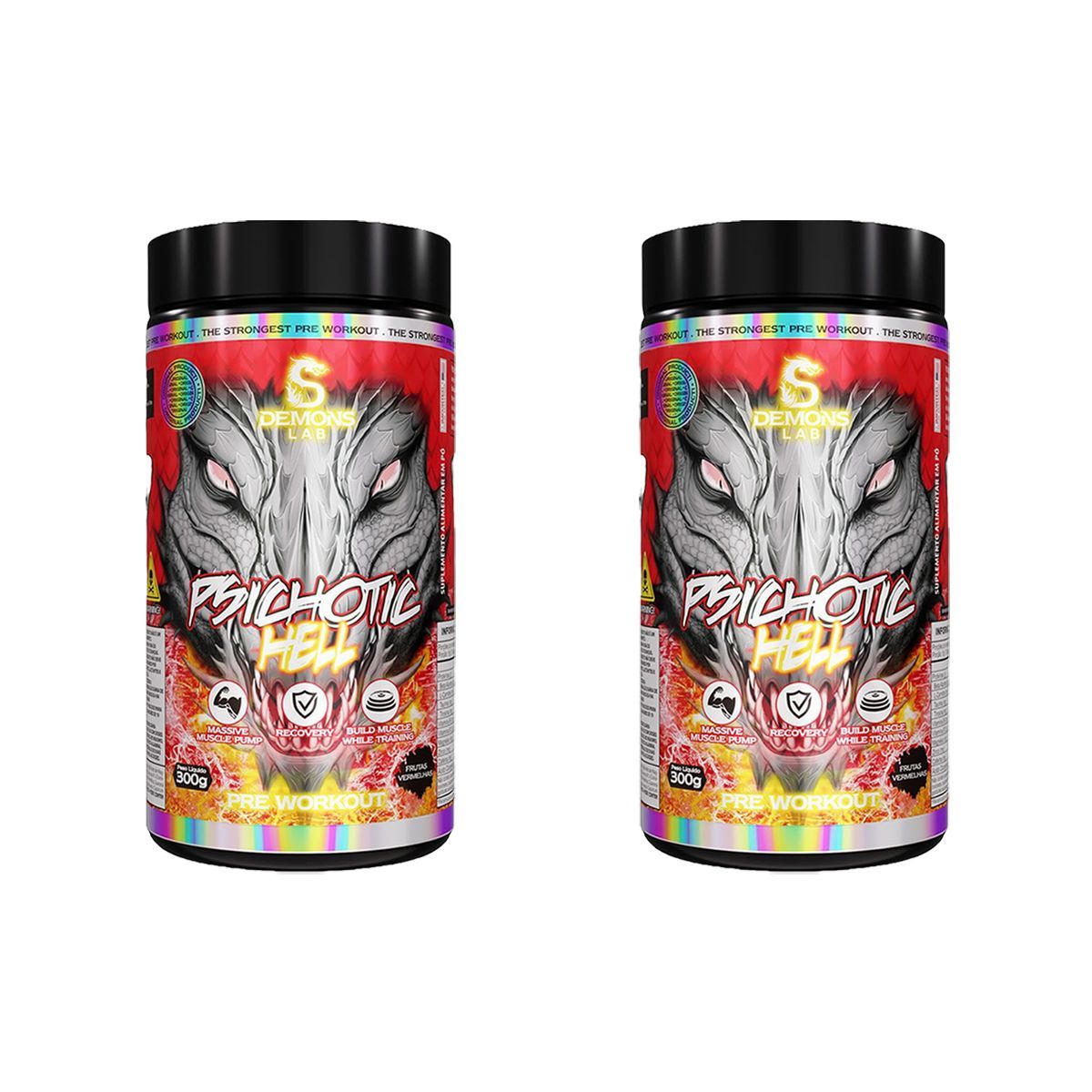 Kit 2X Psichotic Hell - 300g Fruit Punch - Demons Lab
