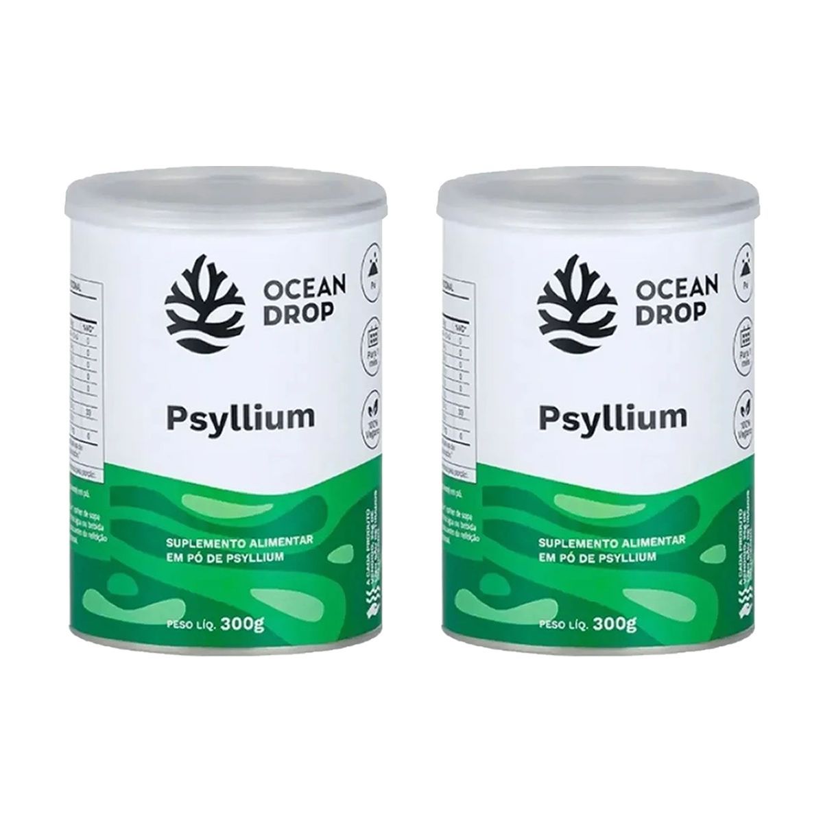 Kit 2X Psyllium em P� - 300g Sabor Natural - Ocean Drop