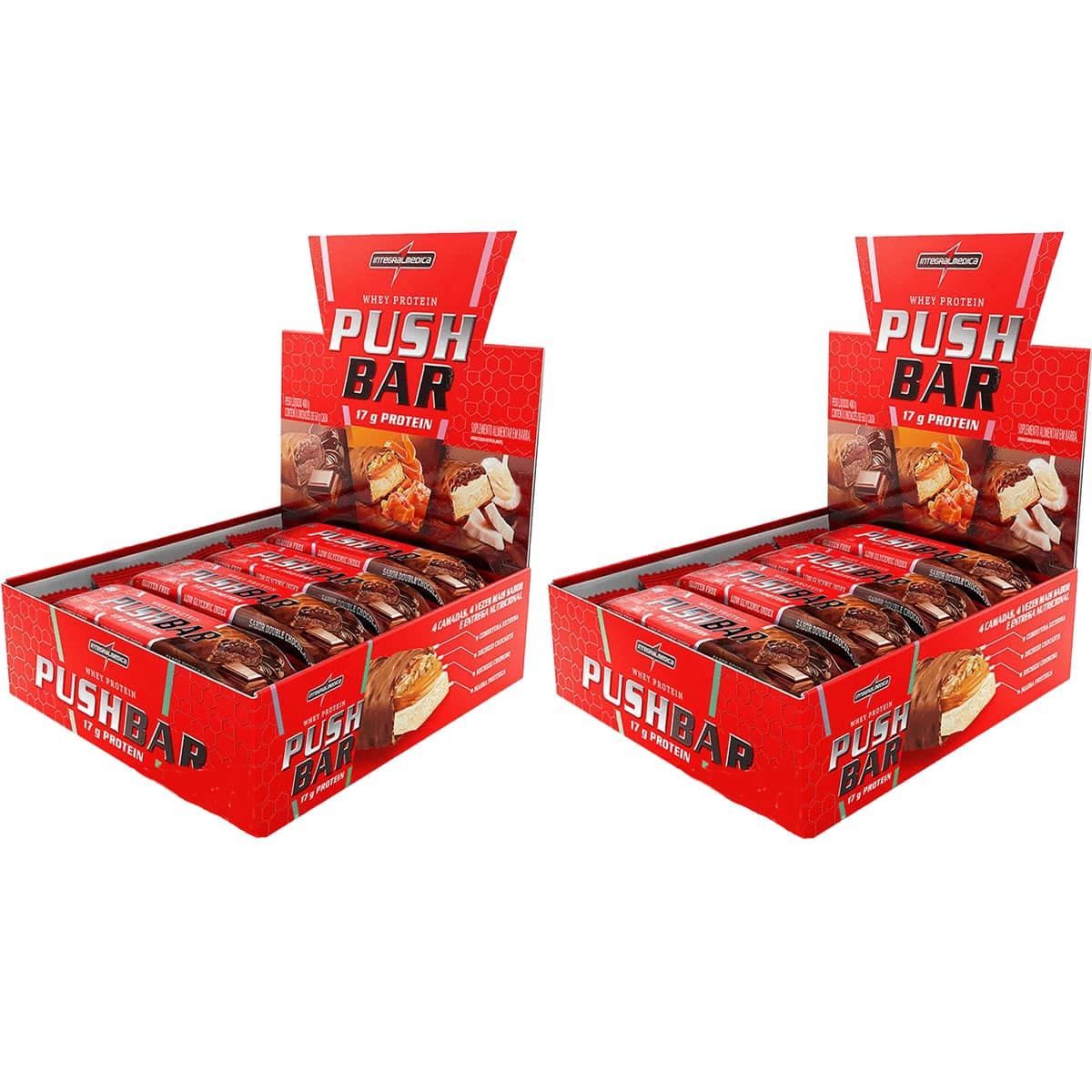 Kit 2X Push Bar Protein - 8 Unidades 60g Double Chocolate - IntegralM�dica