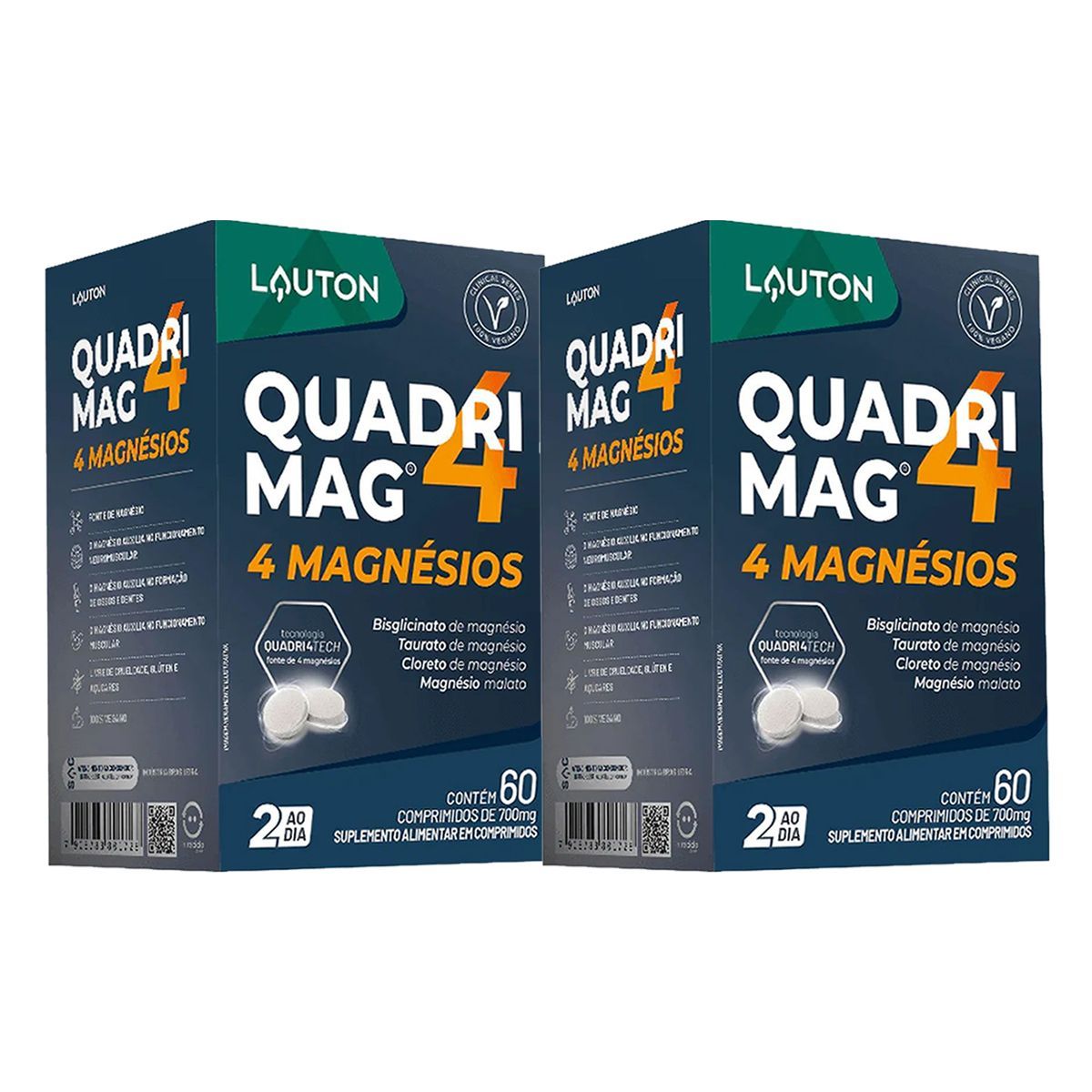 Kit 2X QUADRIMAG 4 Magn�sios - 60 Comprimidos - Lauton Nutrition