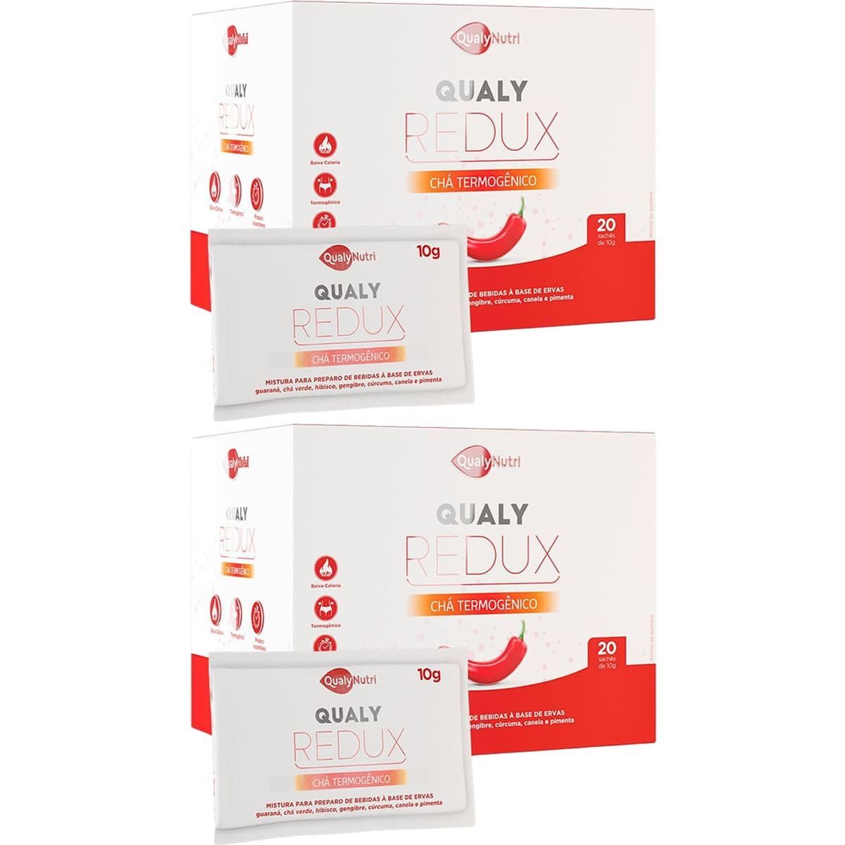 Kit 2X Qualy Redux Ch� Termog�nico - 20 Sach�s - QualyNutri