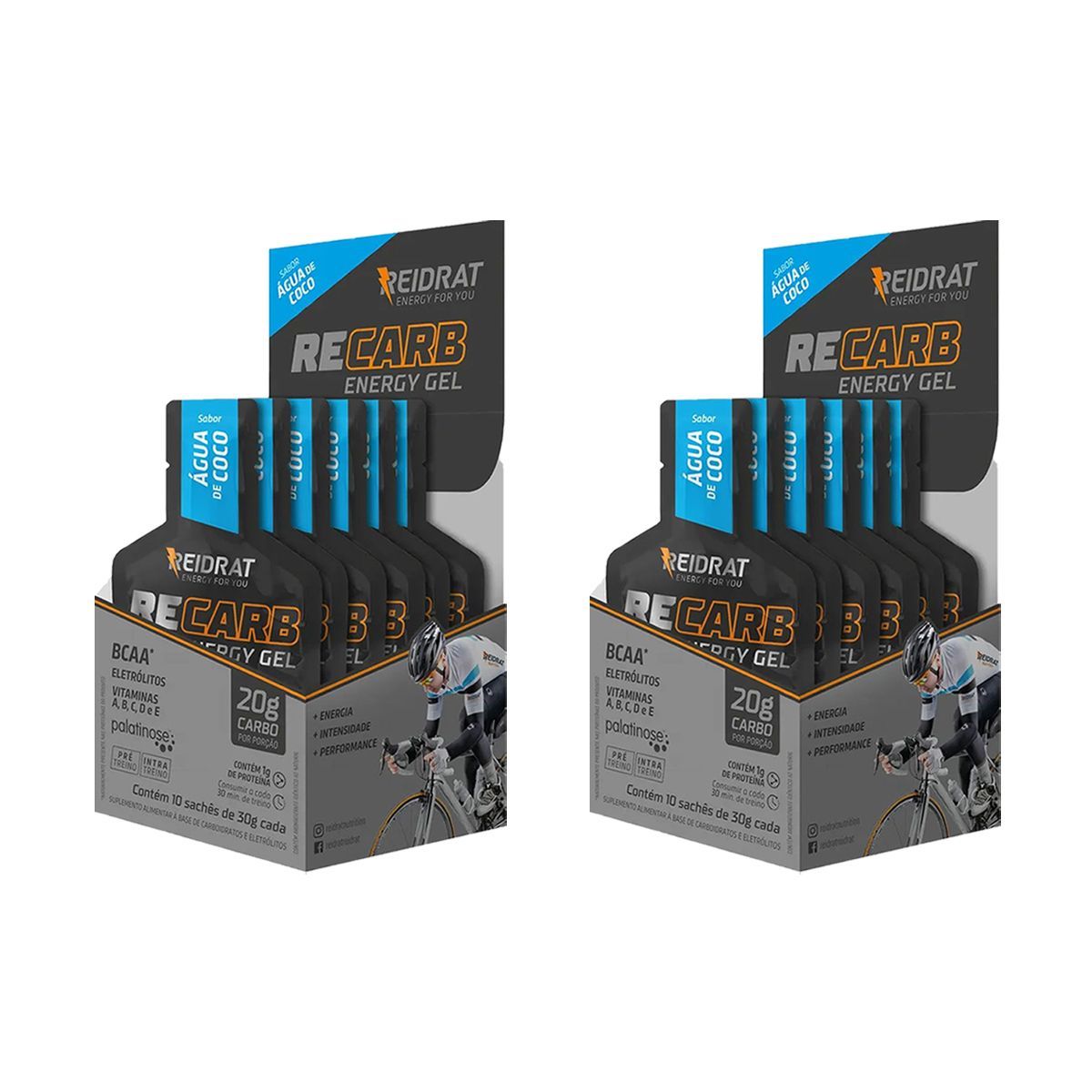Kit 2X Recarb Energy Gel - 10 Sach�s de 30g �gua de Coco - Reidrat