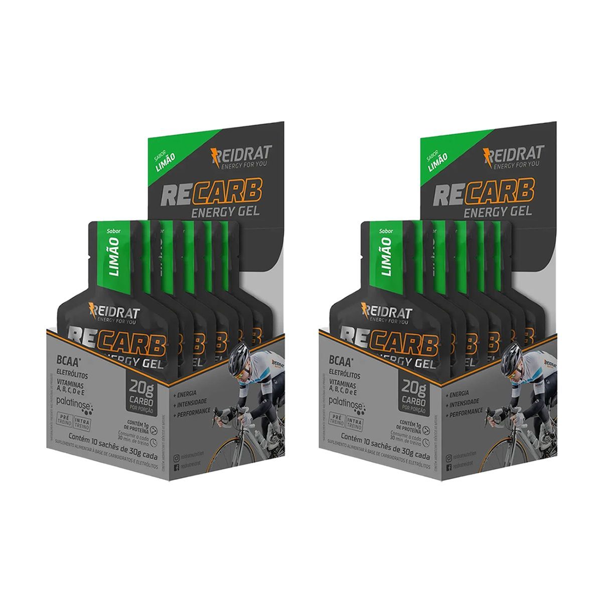 Kit 2X Recarb Energy Gel - 10 Sach�s de 30g Lim�o - Reidrat
