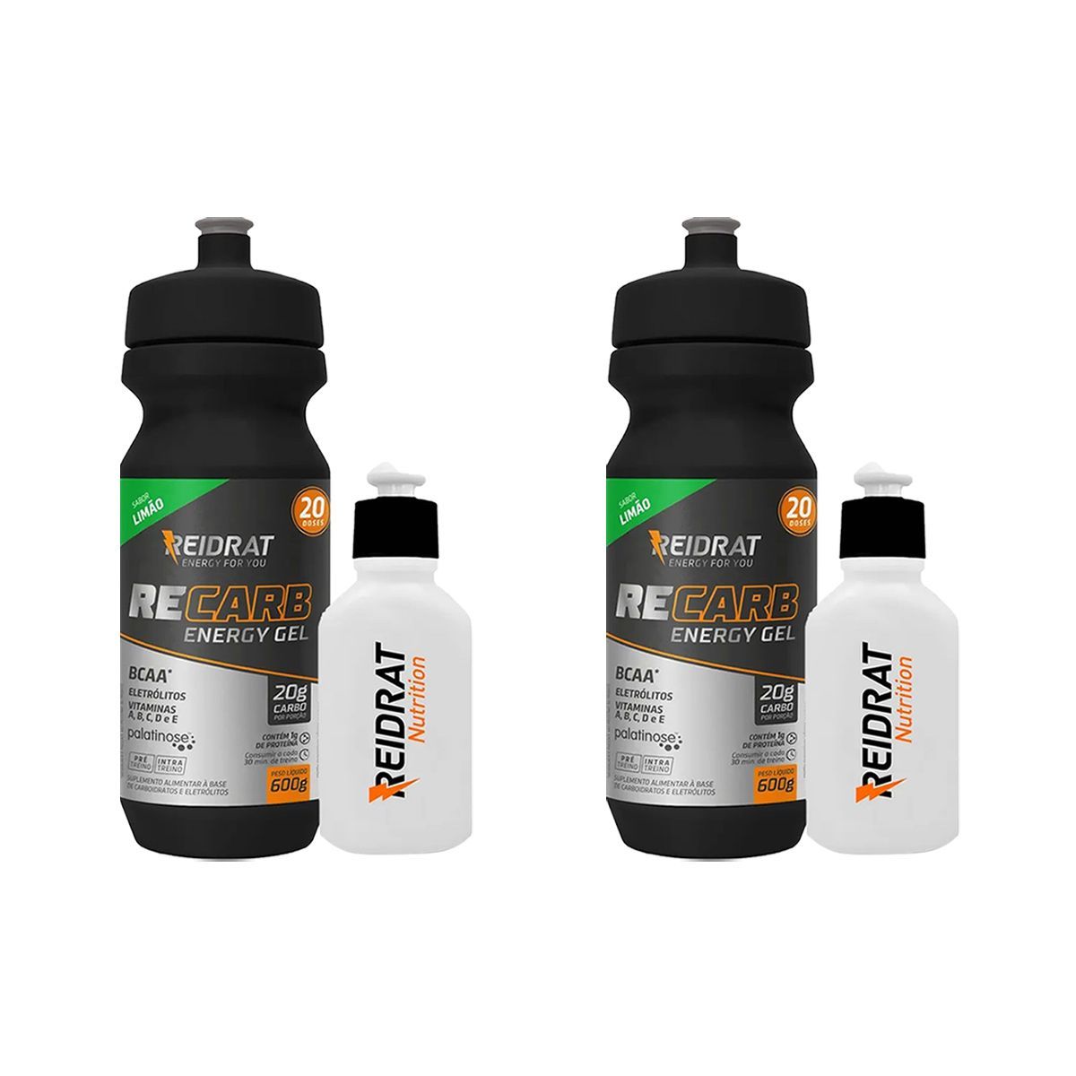 Kit 2X Recarb Energy Gel Squeeze + Mini Squeeze 100 ml - 600g Lim�o - Reidrat