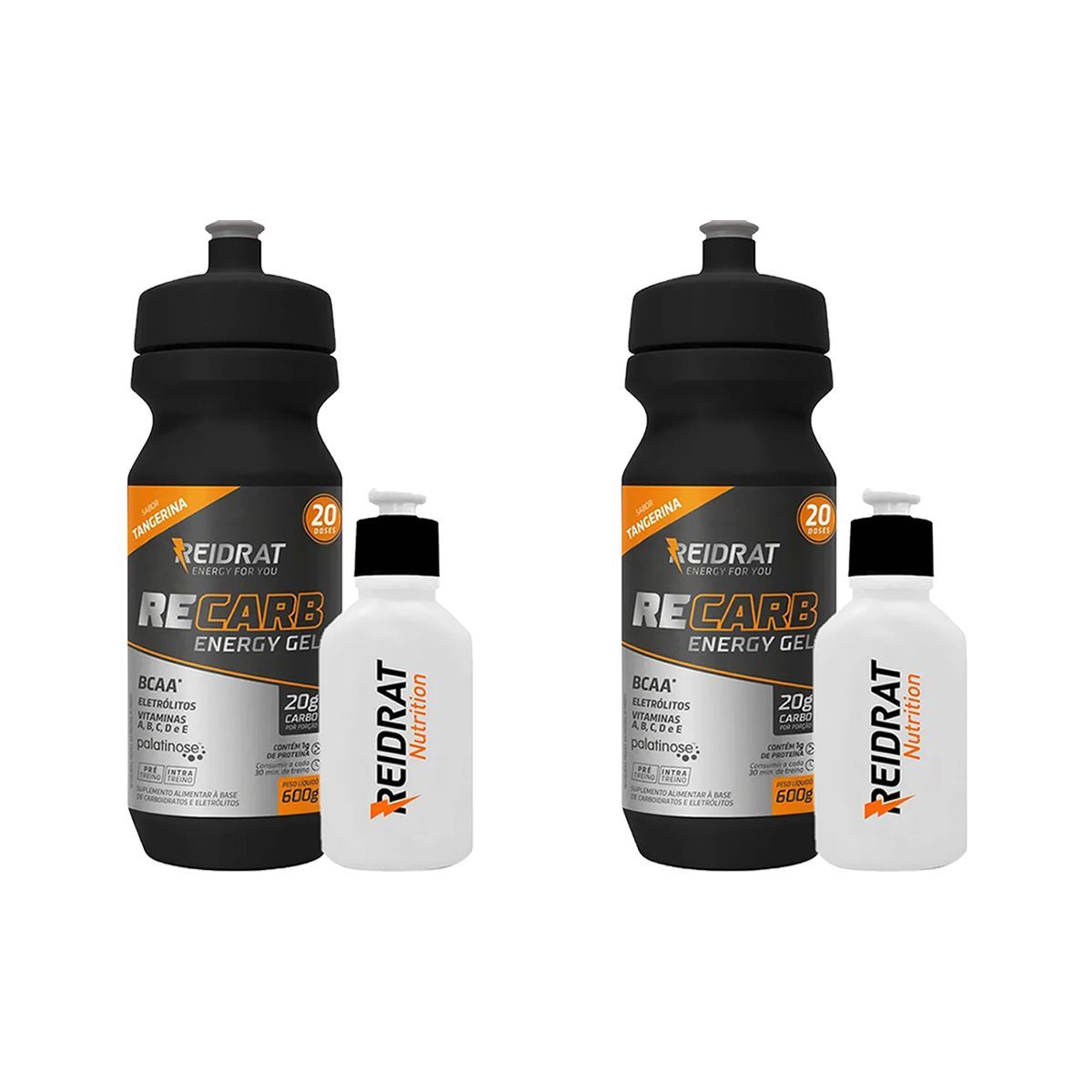 Kit 2X Recarb Energy Gel Squeeze + Mini Squeeze 100 ml - 600g Tangerina - Reidrat