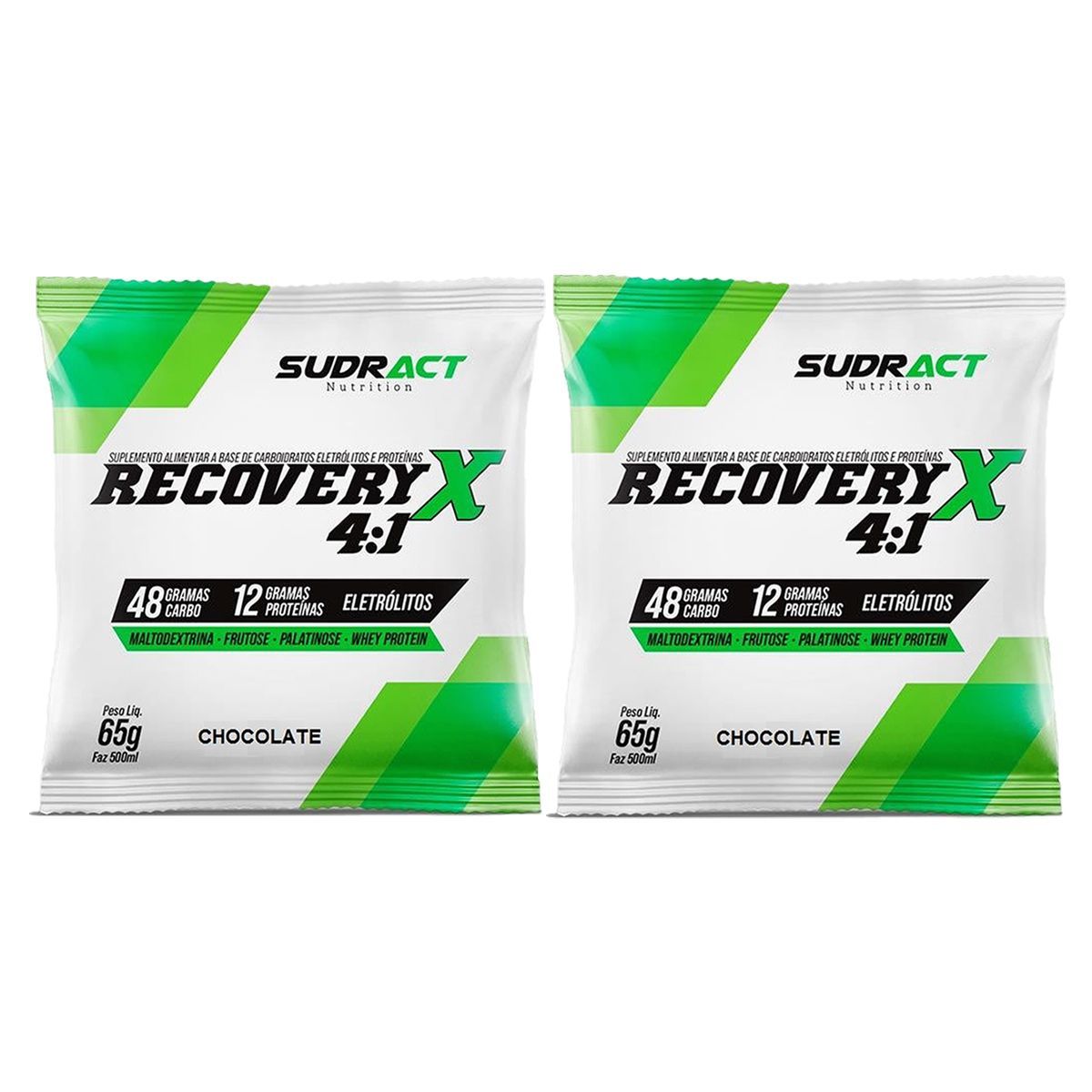 Kit 2X Recovery X 4:1 - 1 Sach� de 65g Chocolate - Sudract Nutrition