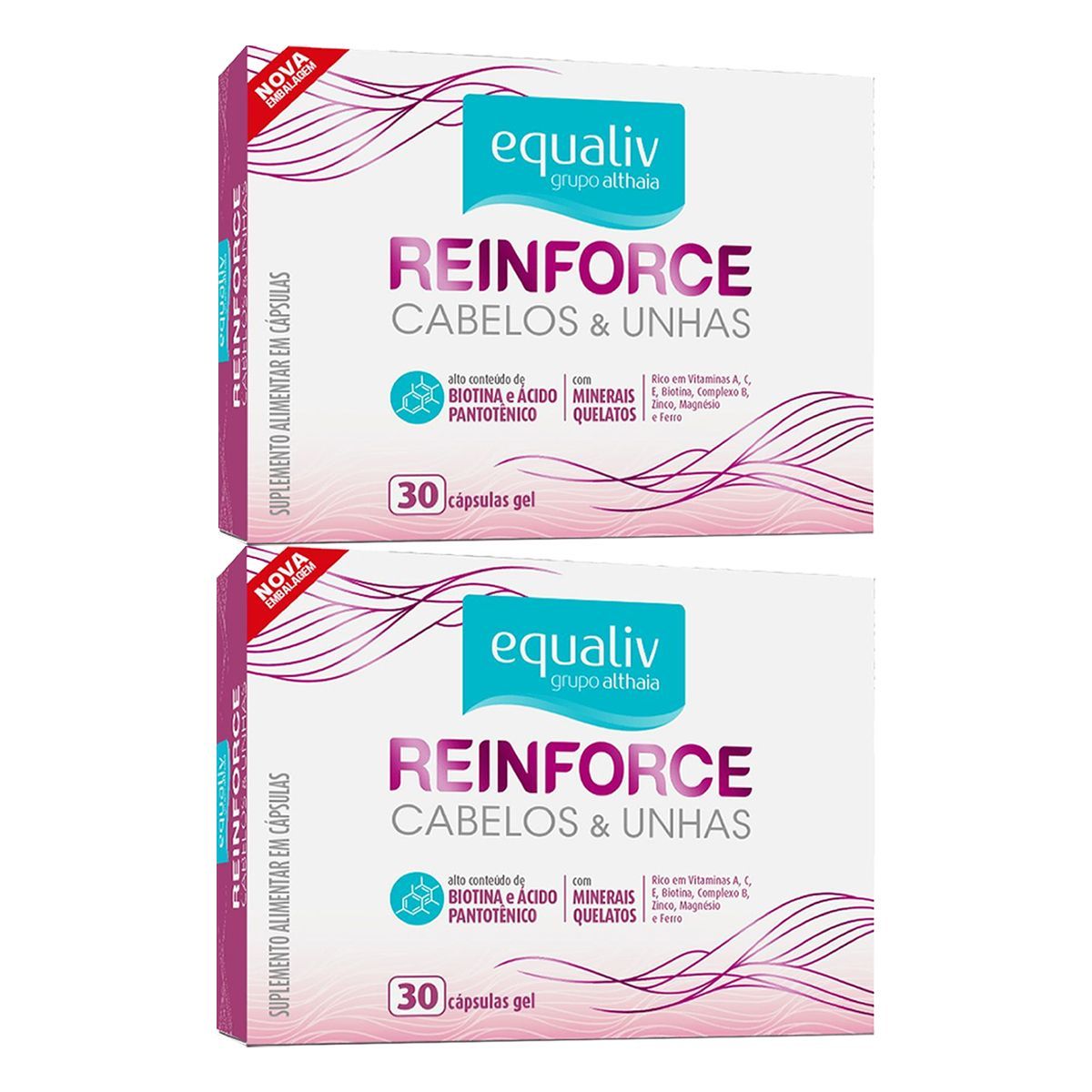 Kit 2X Reinforce Cabelos e Unhas - 30 C�psulas Gel - Equaliv