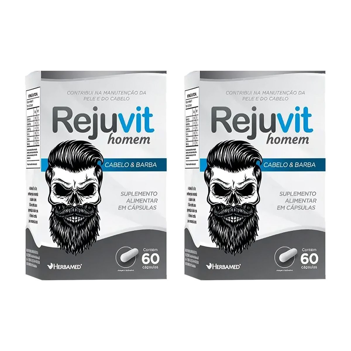 Kit 2X Rejuvit Homem Cabelo & Barba - 60 C�psulas - Herbamed