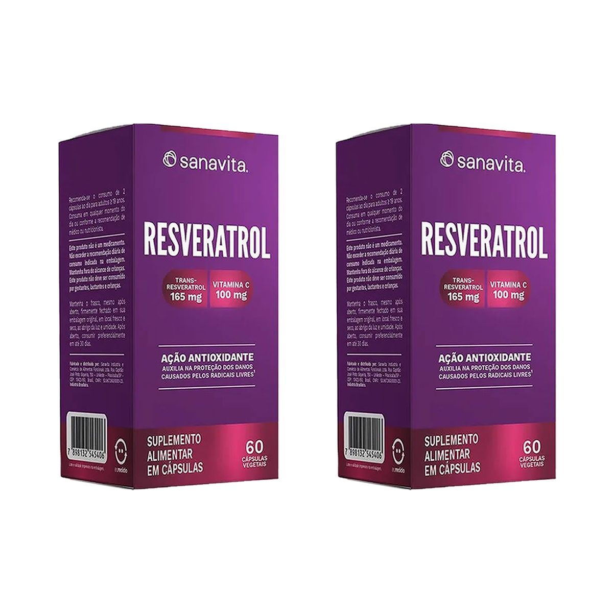 Kit 2X Resveratrol - 60 C�psulas Vegetais - Sanavita