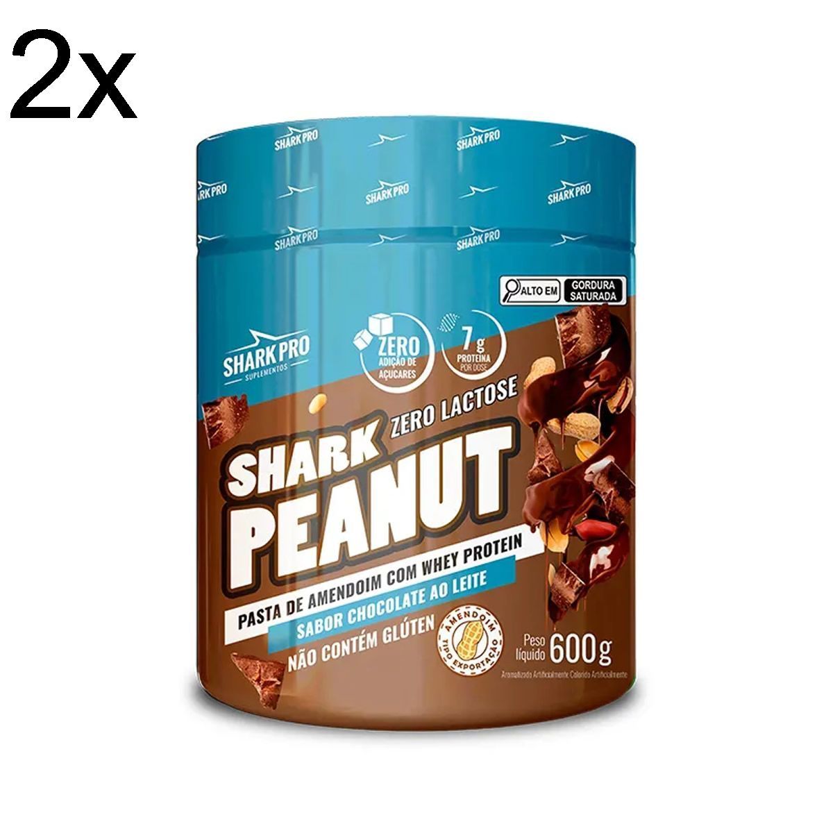 Kit 2X Shark Peanut Zero Lactose - 600g Chocolate ao Leite - Shark Pro