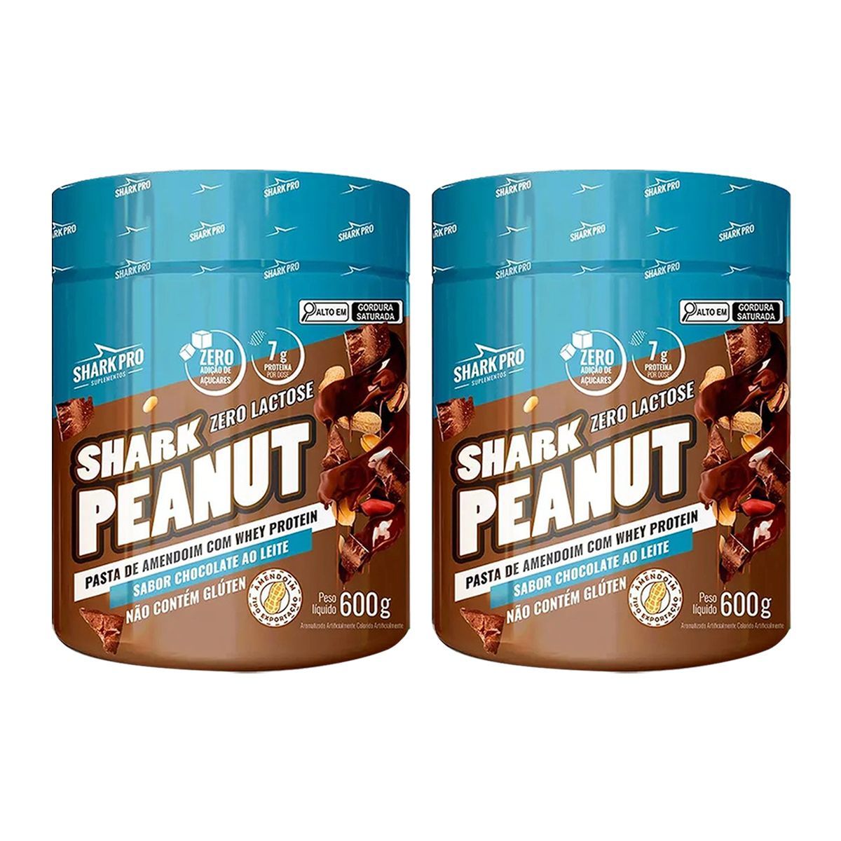 Kit 2X Shark Peanut Zero Lactose - 600g Chocolate ao Leite - Shark Pro