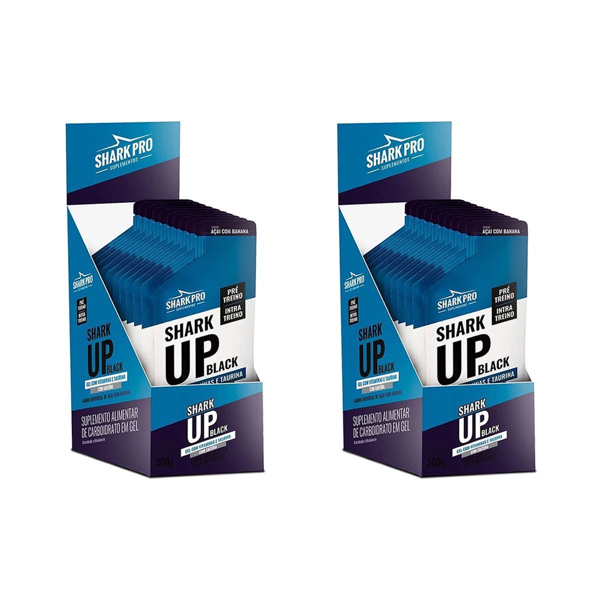 Kit 2X Shark Up Black Gel - 10 Sach�s 30g A�a� com Banana - Shark Pro