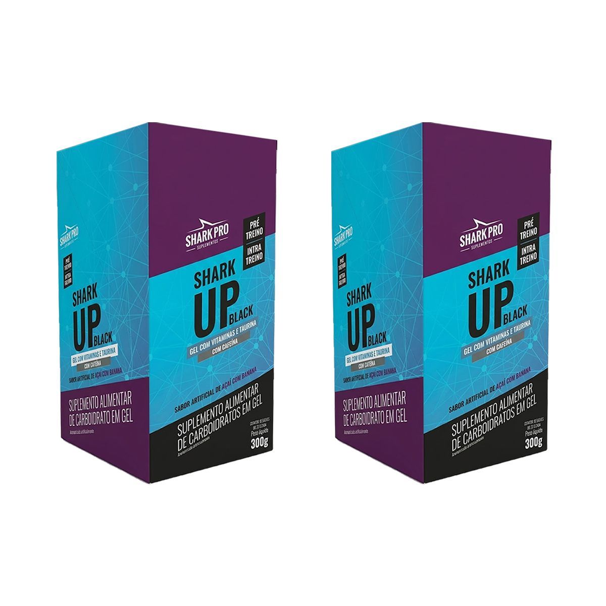 Kit 2X Shark Up Black Gel - 10 Sach�s 30g A�a� Com Banana - Shark Pro