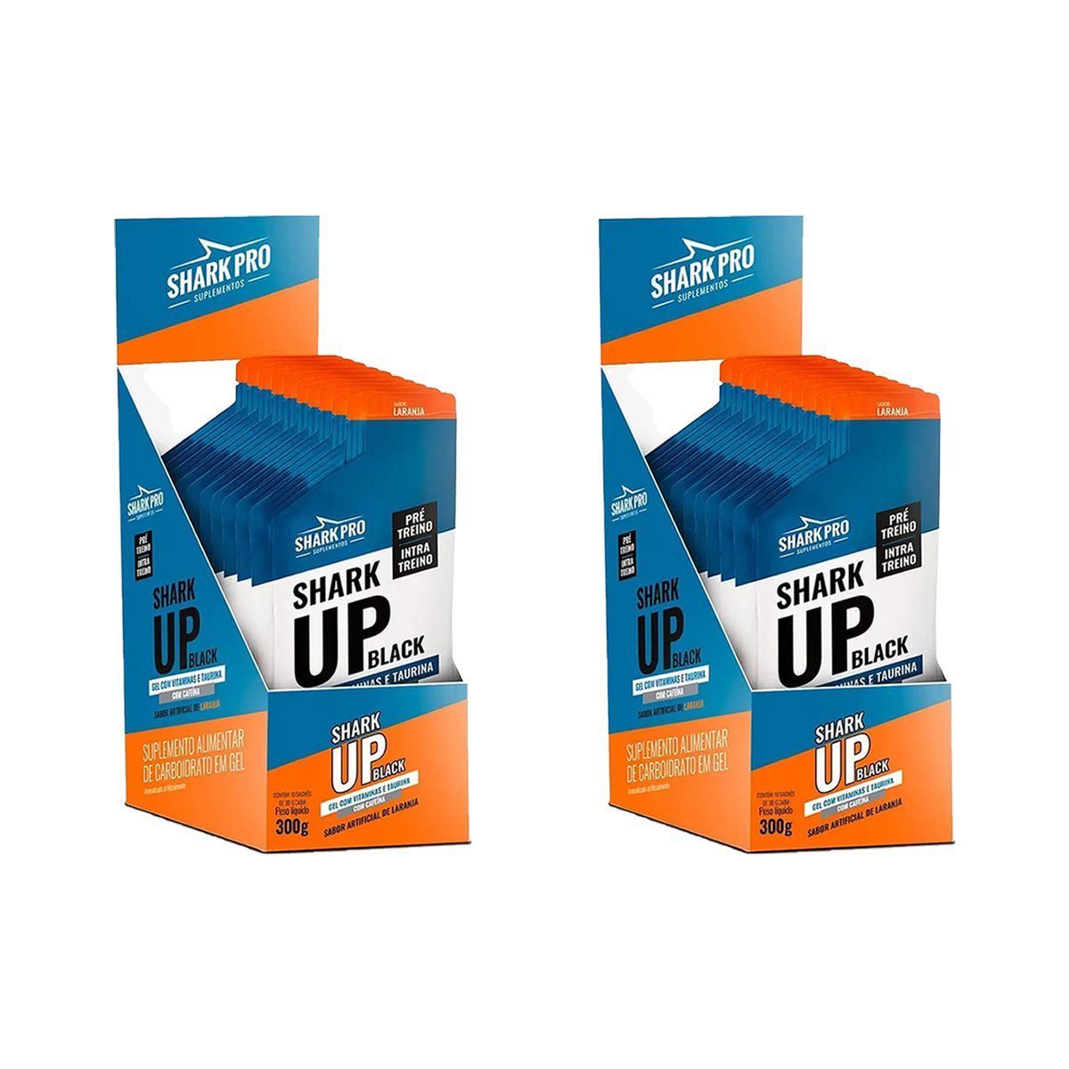 Kit 2X Shark Up Black Gel - 10 Sach�s 30g Laranja - Shark Pro